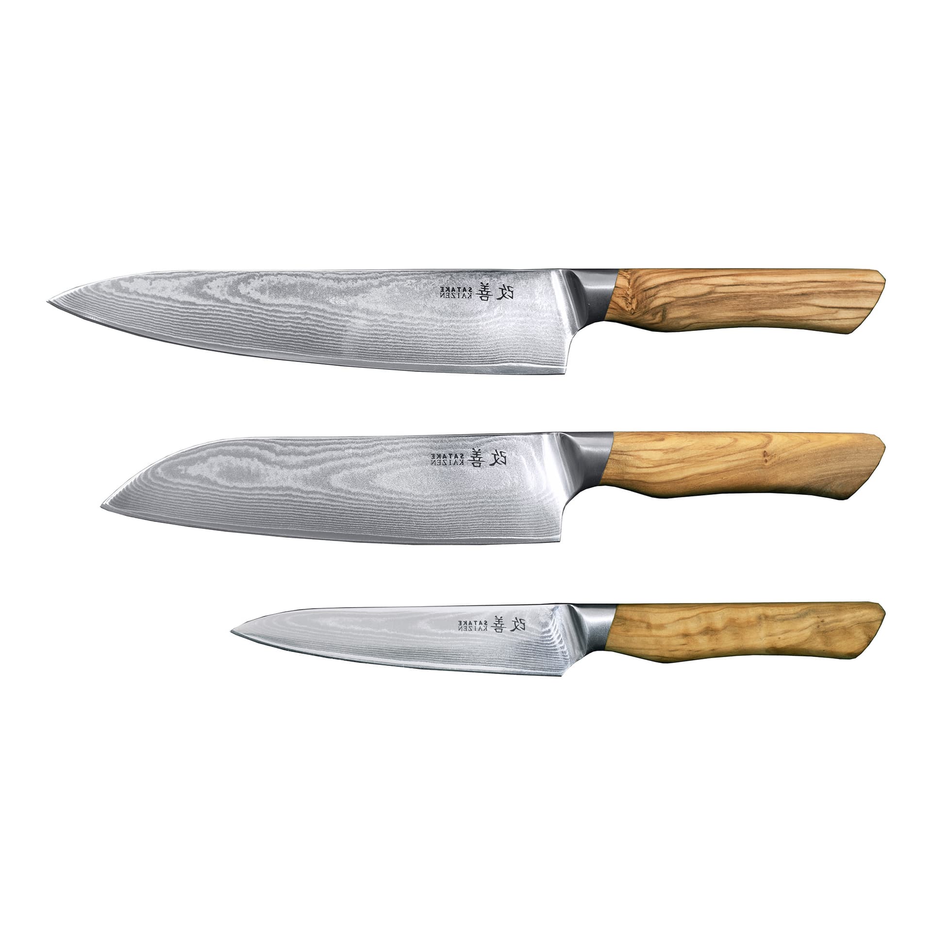Satake - Satake 3-delt knivsett, Gyuto 21 cm, Santoku 18 cm & Petty 12 cm - Knivsett - Metall