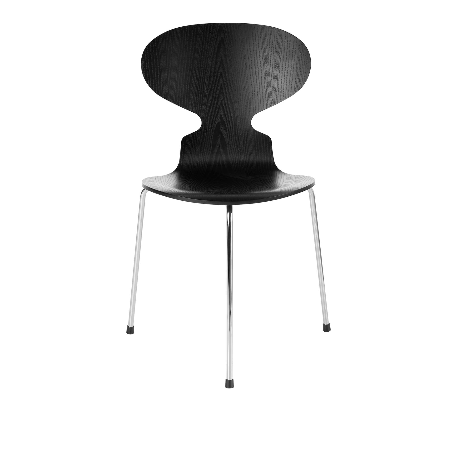 Fritz Hansen - Ant 3100 farget asketrefinér stålstativ krom black - Spisestoler - Arne Jacobsen - Svart - Metall/Tre