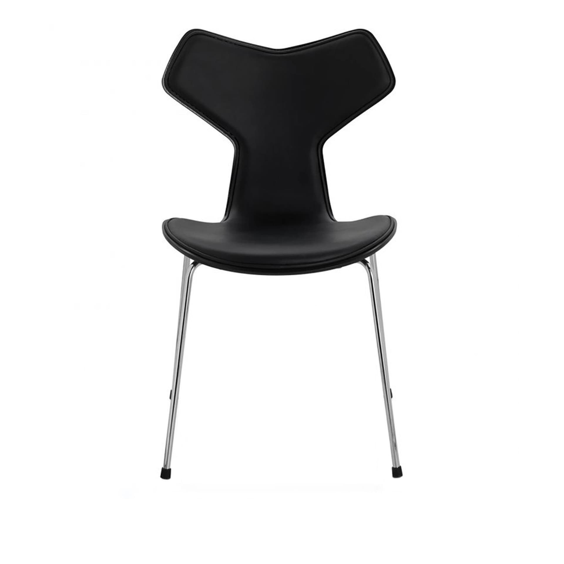 Fritz Hansen - 3130 Grand Prix, Framsidesklädd, Svart ask, Läder, Basic Black - Spisestoler - Arne Jacobsen - Svart - Lær/Tre