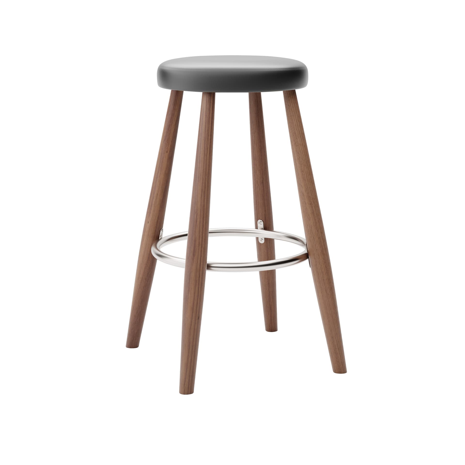 Carl Hansen - CH58 Low Stool, Oljad Valnöt, Lädergrupp B Thor - 301 - Barstoler & barkrakker - Hans J. Wegner - Tre farget - Lær/Metall/Tre