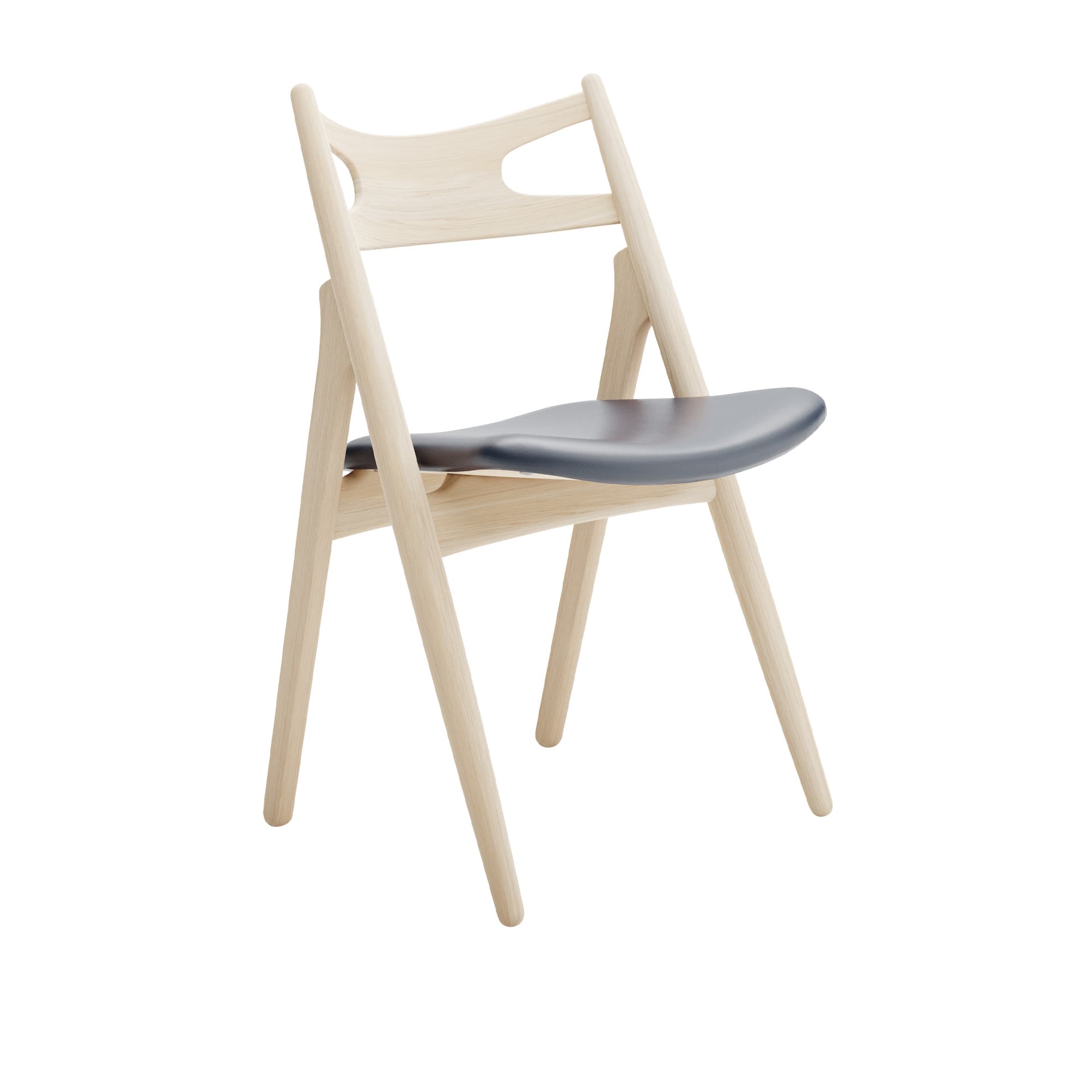 Carl Hansen - CH29P Sawbuck Chair, Tvålad Ek, Lädergrupp B Thor - 350 - Spisestoler - Hans J. Wegner - Tre farget - Lær/Tre