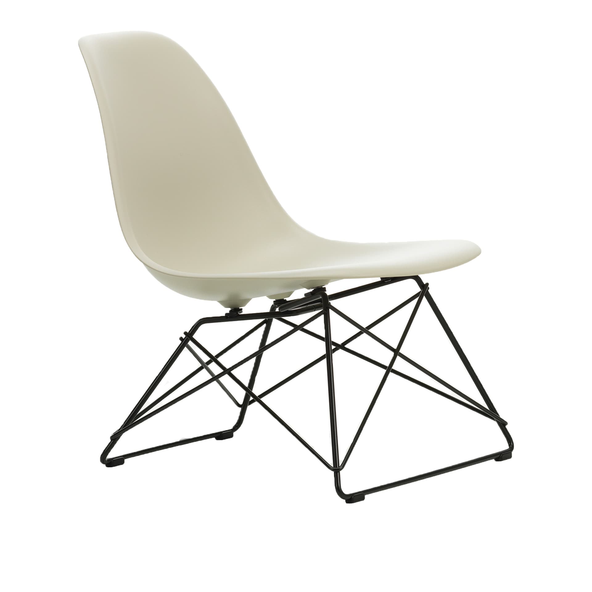 Vitra - Eames RE Plastic Side Chair LSR 11 Pebble, Basic Dark Base - Lenestoler - Charles & Ray Eames - Beige - Metall/Plast