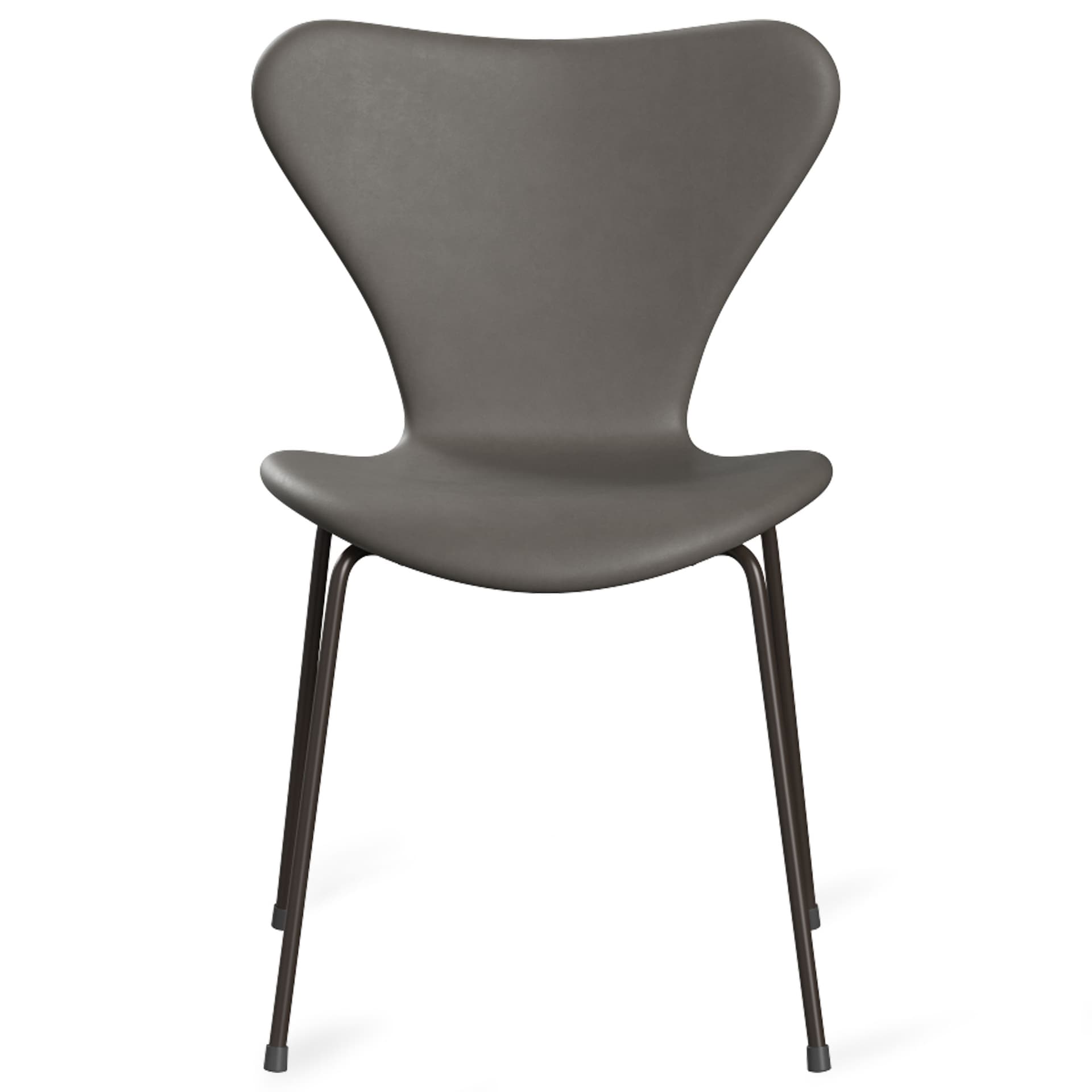 Fritz Hansen - Series 7 stol 3107 heltrukket lær stålram brun bronse essential lava - Spisestoler - Arne Jacobsen - Grå - Lær/Metall/Tre