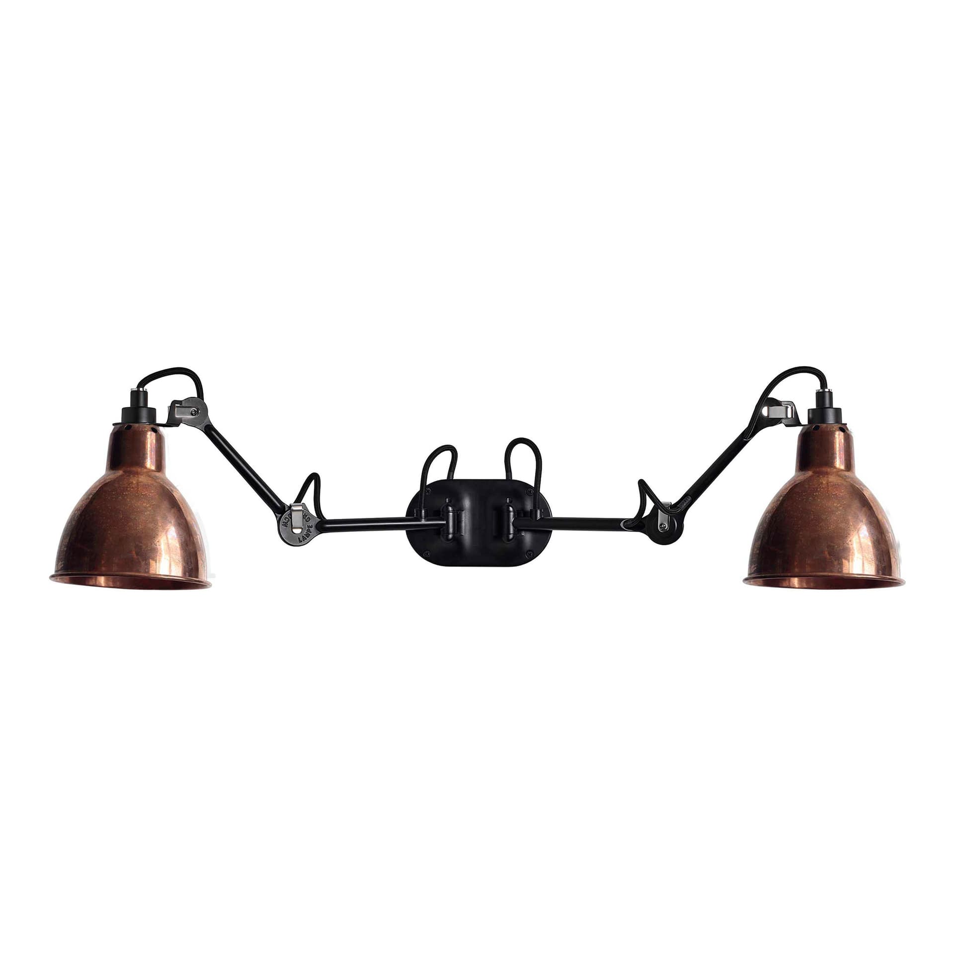 DCWéditions - Lampe Gras 204 Round Double, Black/Raw Copper - Sengelamper - Bernard-Albin Gras - Kobber - Metall