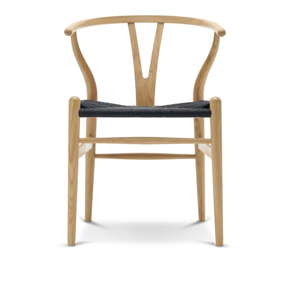 Carl Hansen - CH24 Y-Stolen Ek/ Snöre Svart Tvålbehandlad - Spisestoler - Hans J. Wegner - Tre farget - Papir/Tre