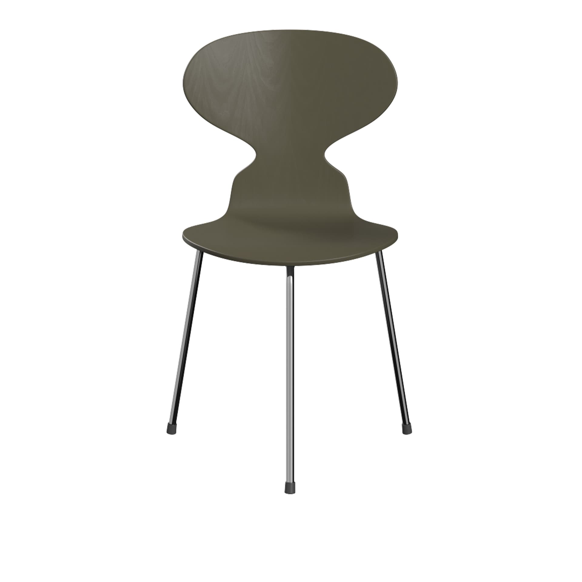 Fritz Hansen - Ant 3100 farget asketrefinér stålstativ krom olive green - Spisestoler - Arne Jacobsen - Grønn - Metall/Tre