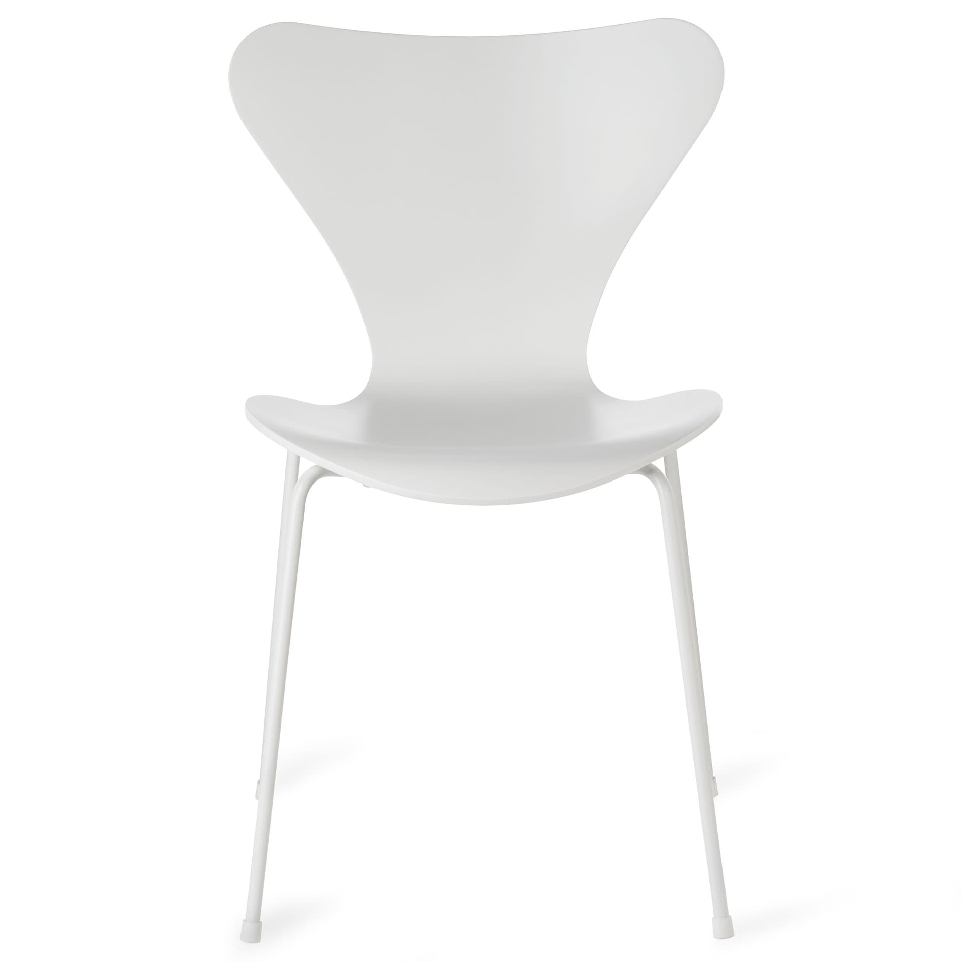 Fritz Hansen - Series 7 stol 3107 bøkfiner stålunderstell hvit monochrome white - Spisestoler - Arne Jacobsen - Hvit - Tre