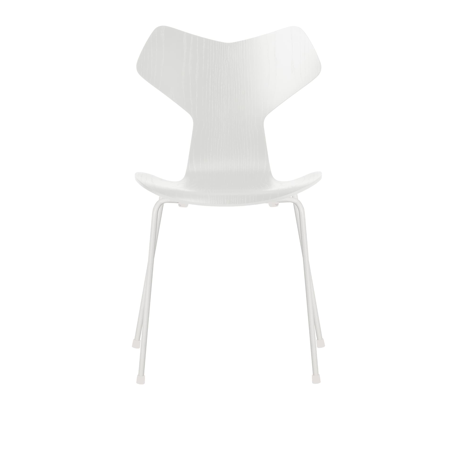 Fritz Hansen - Grand Prix 3130 White Färgad Ask/White - Spisestoler - Arne Jacobsen - Hvit - Metall/Tre