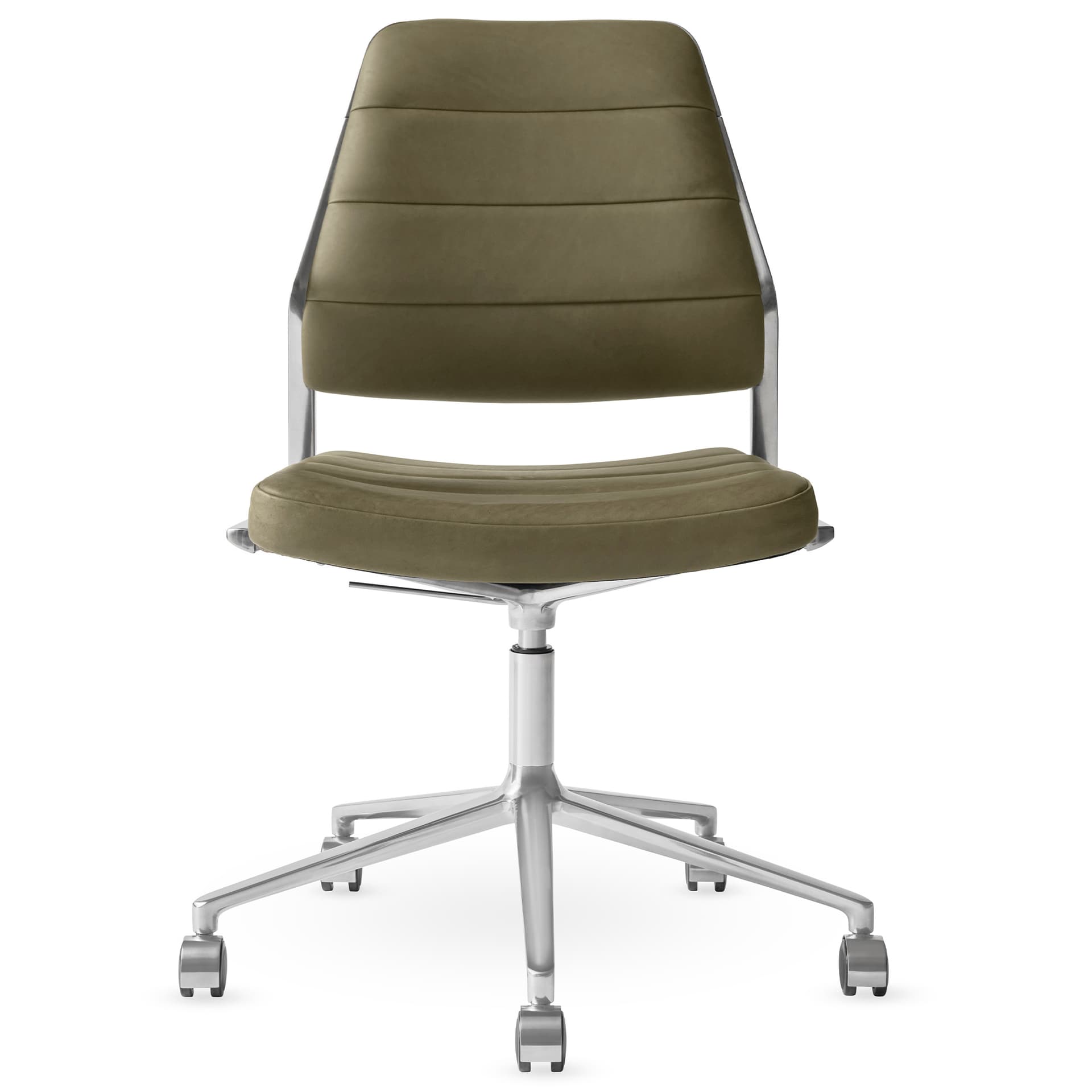 Vipp - Vipp454+ Swivel chair, polished, castors, Bosco leather - Kontorstoler