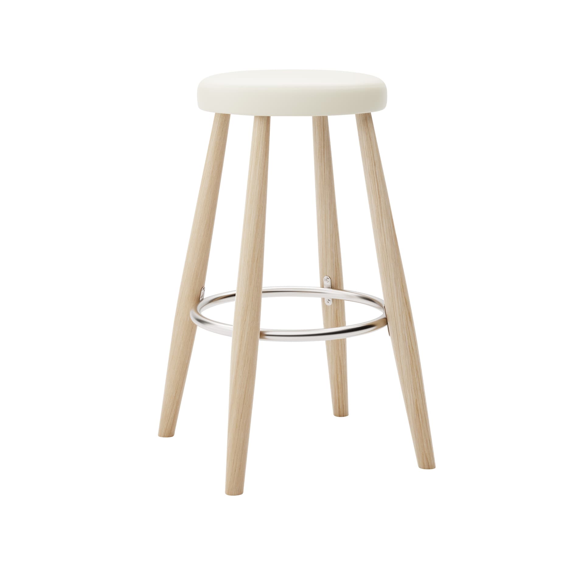 Carl Hansen - CH58 Low Stool, Vitoljad Ek, Lädergrupp B Thor - 300 - Barstoler & barkrakker - Hans J. Wegner - Tre farget - Lær/Metall/Tre