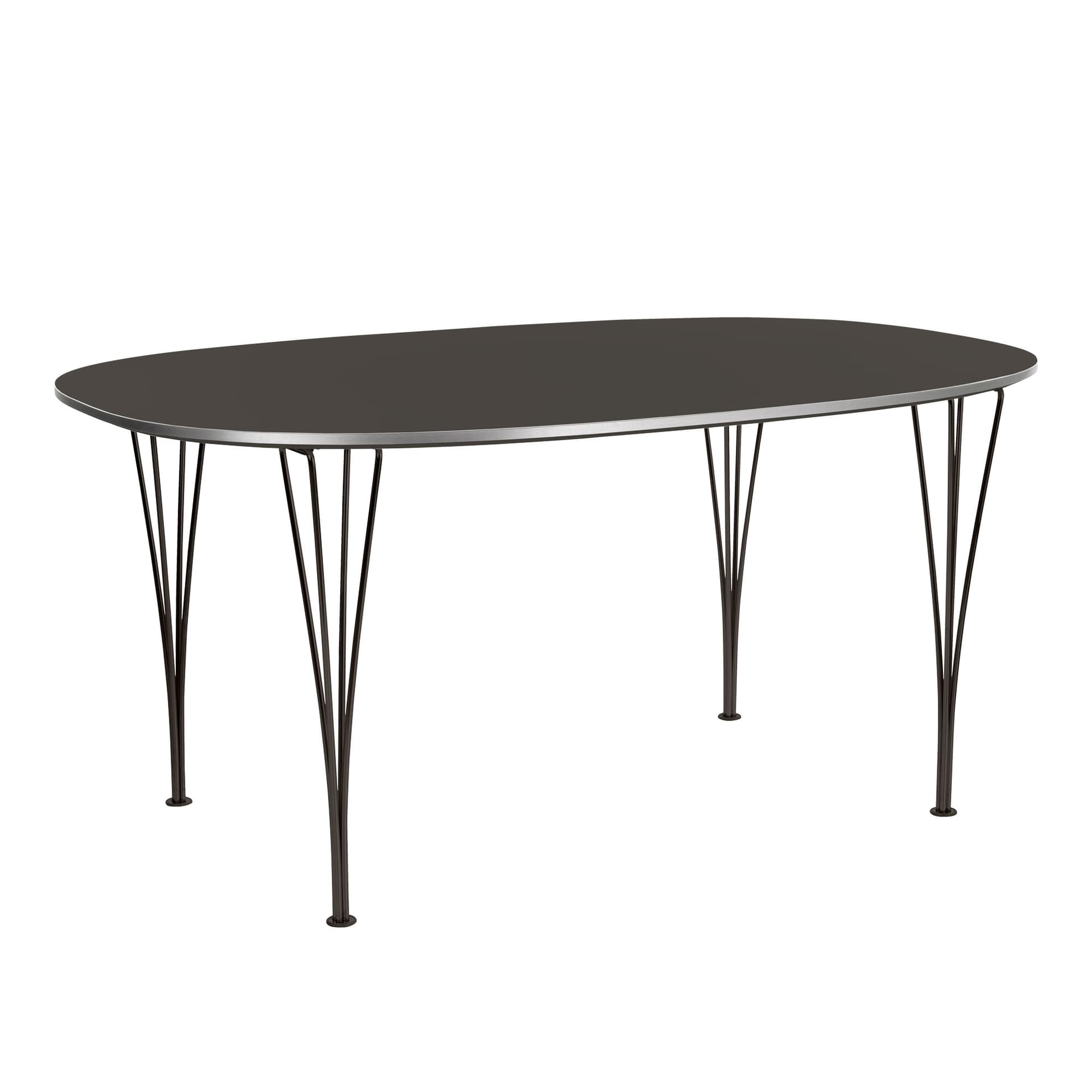 Fritz Hansen - B616 Superellips, 100x170 cm, Laminat, Grå, Grå pulverlack - Spisebord - Arne Jacobsen,Bruno Mathsson,Piet Hein - Grå - Metall/Tre