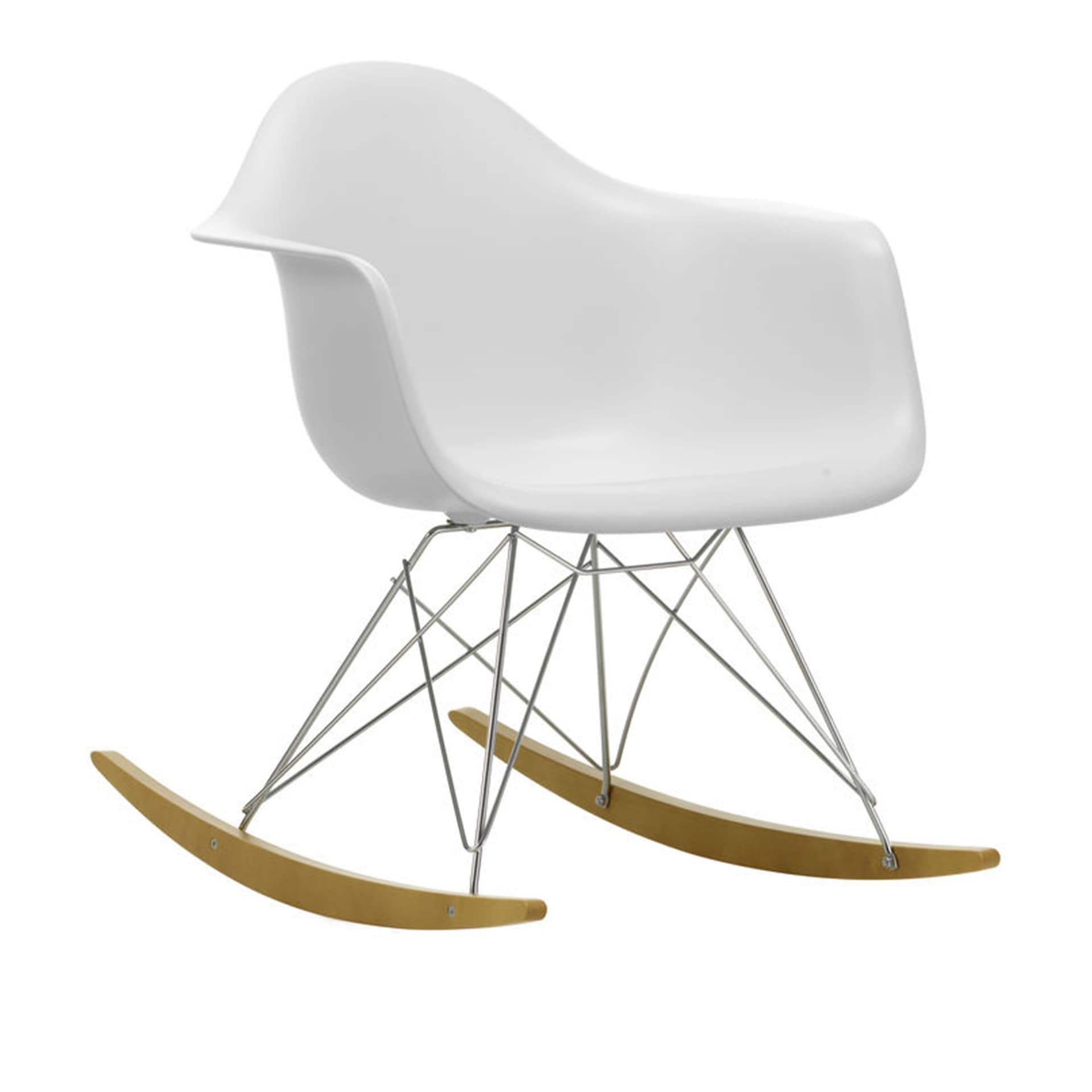 Vitra - Eames RE Plastic Armchair RAR 85 Cotton White, Chrome Base, Golden Maple - Lenestoler - Charles & Ray Eames - Hvit - Metall/Plast