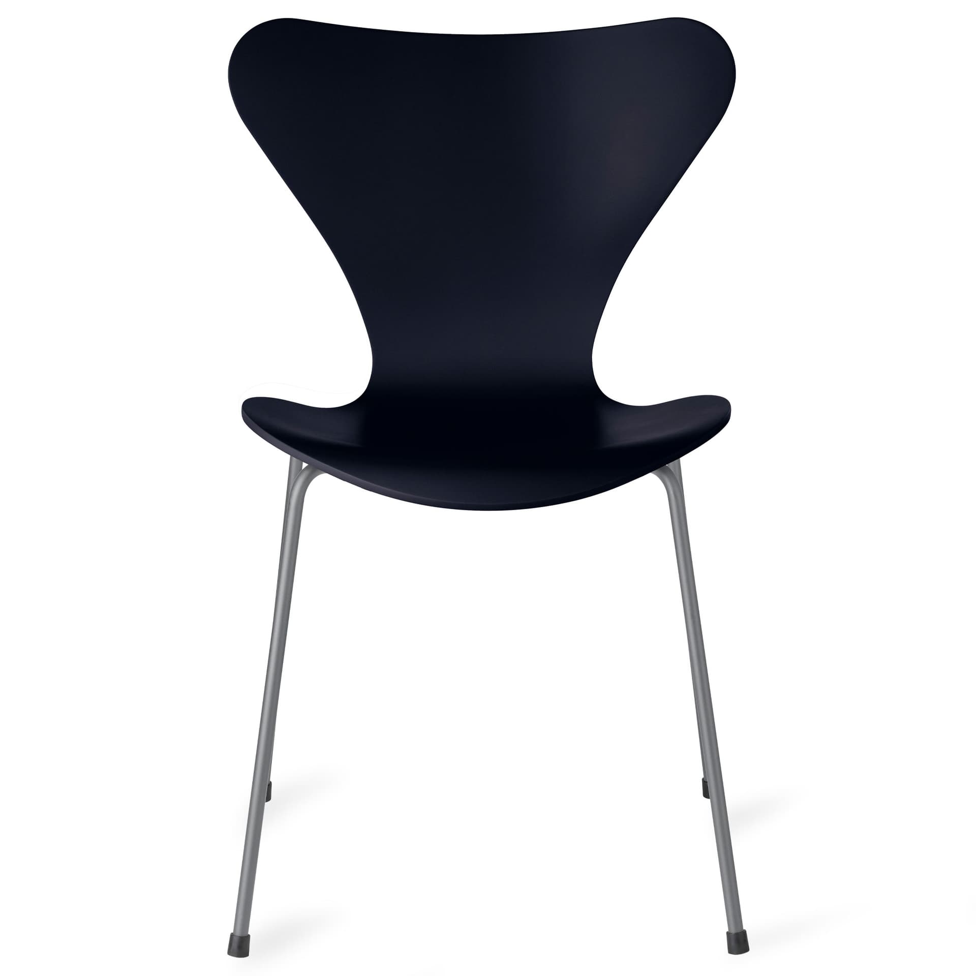 Fritz Hansen - Series 7 stol 3107 bøkfiner stålunderstell sølvgrå midnight blue - Spisestoler - Arne Jacobsen - Blå - Metall/Tre