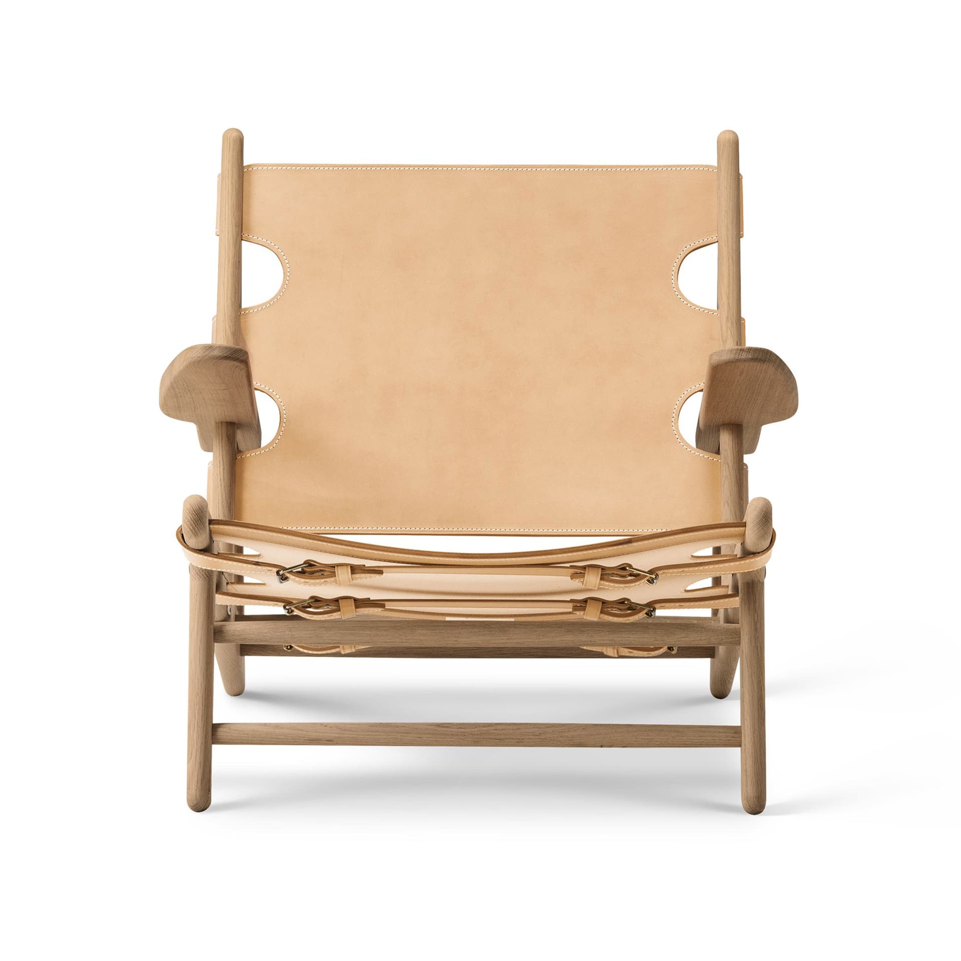Fredericia Furniture - The Hunting Chair Oak oiled / Natural leather - Lenestoler - Børge Mogensen - Beige - Lær/Tre