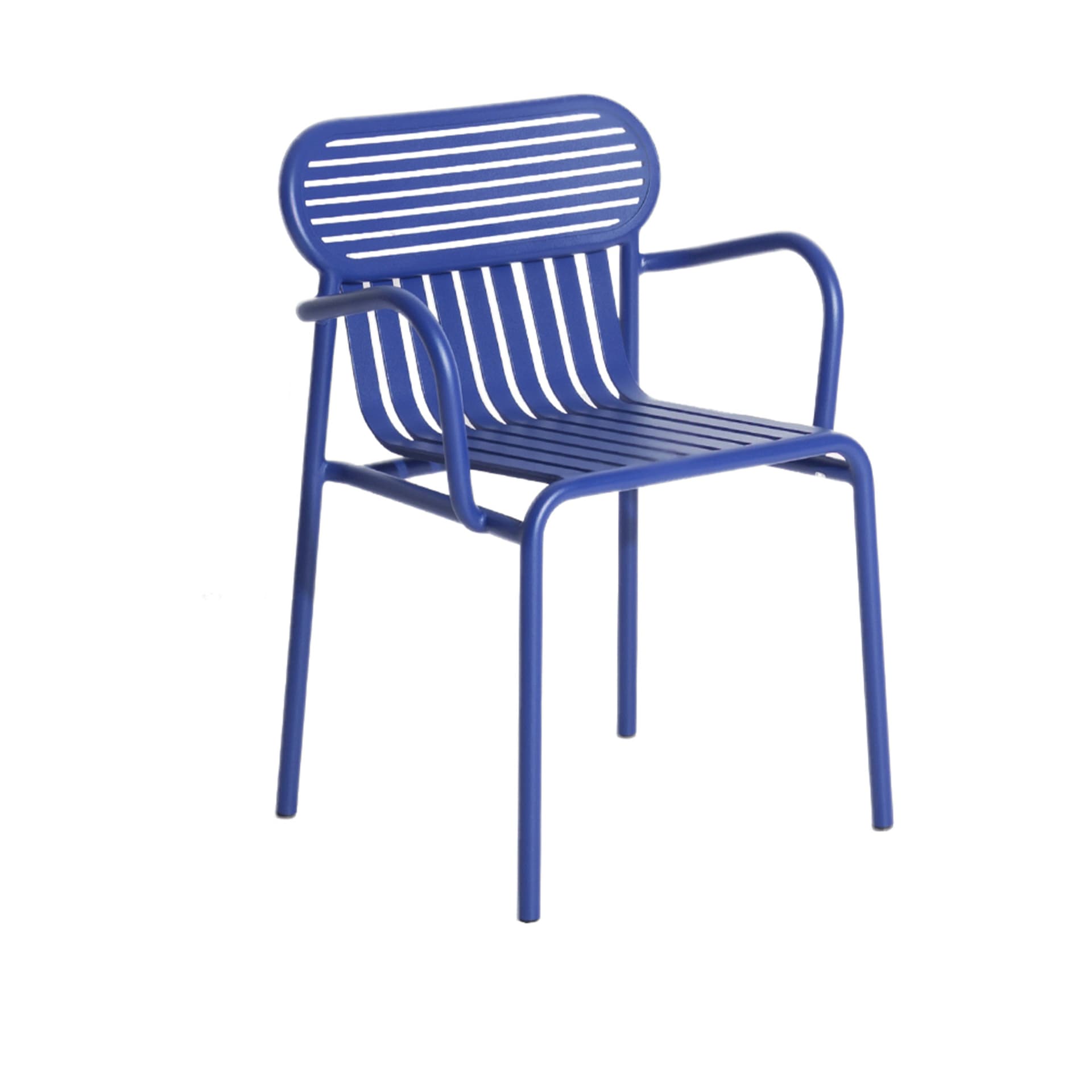 Petite Friture - Week-End Chair With Armrests, Blue - Utendørs spisebordstoler - Studio Brichet-Ziegler - Blå - Metall