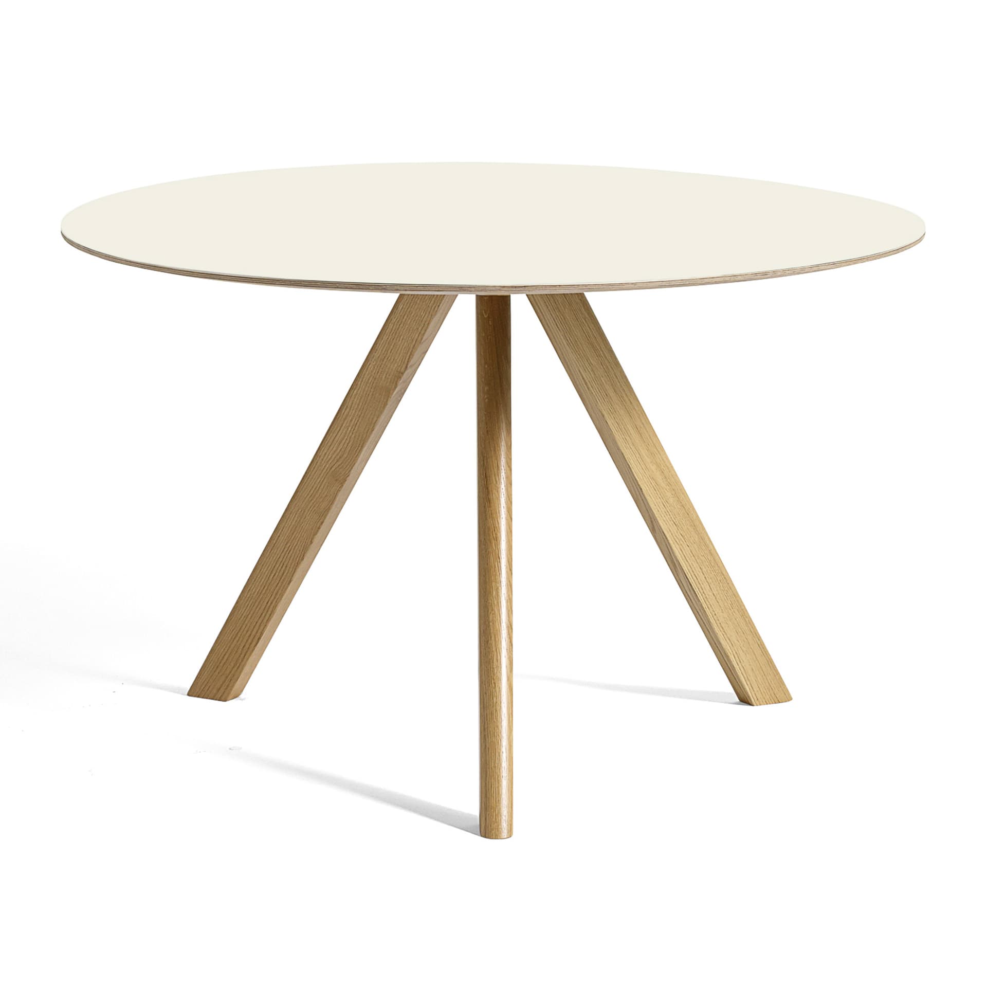 HAY - CPH20 2.0 Table Lacquered Oak Frame Ø120 X H74  Off-White Linoleum Tabletop Lacquered Edge - Spisebord - Ronan & Erwan Bouroullec - Hvit - Tre