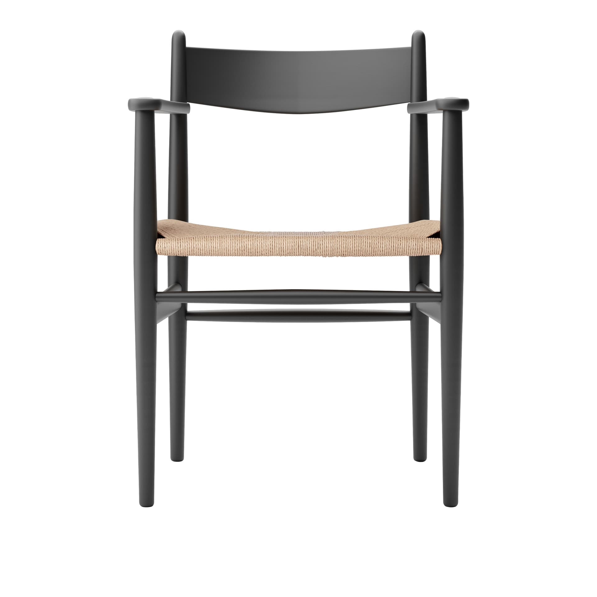 Carl Hansen - CH37, Lackerad Bok, Black, Naturflätat papperssnöre - Spisestoler - Hans J. Wegner - Svart - Tre