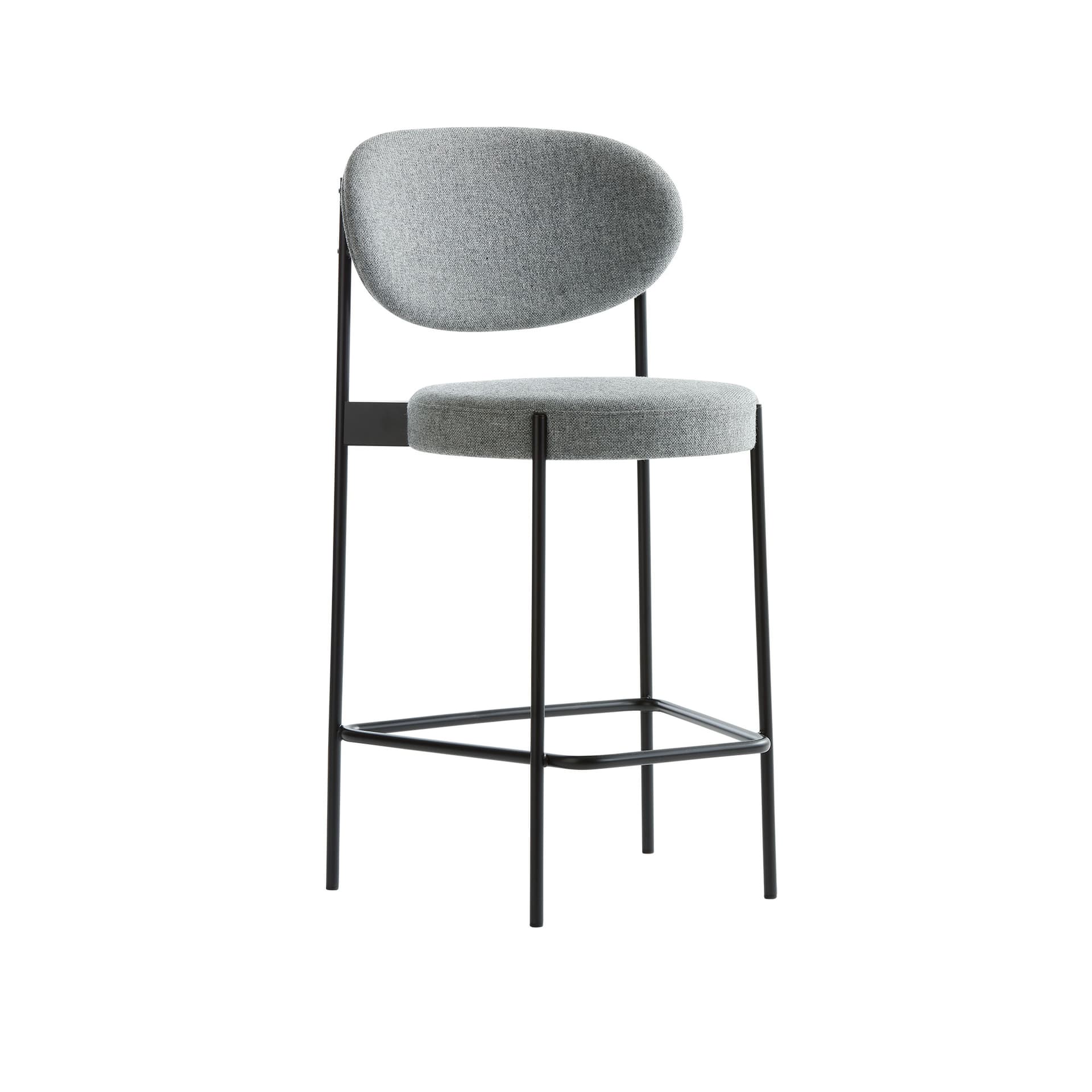 Verpan - Series 430 Bar Stool, SH 65 cm, Black Frame, Hallingdal, Col. 200 - Barstoler & barkrakker - Verner Panton - Beige - Metall/Tekstilmateriale