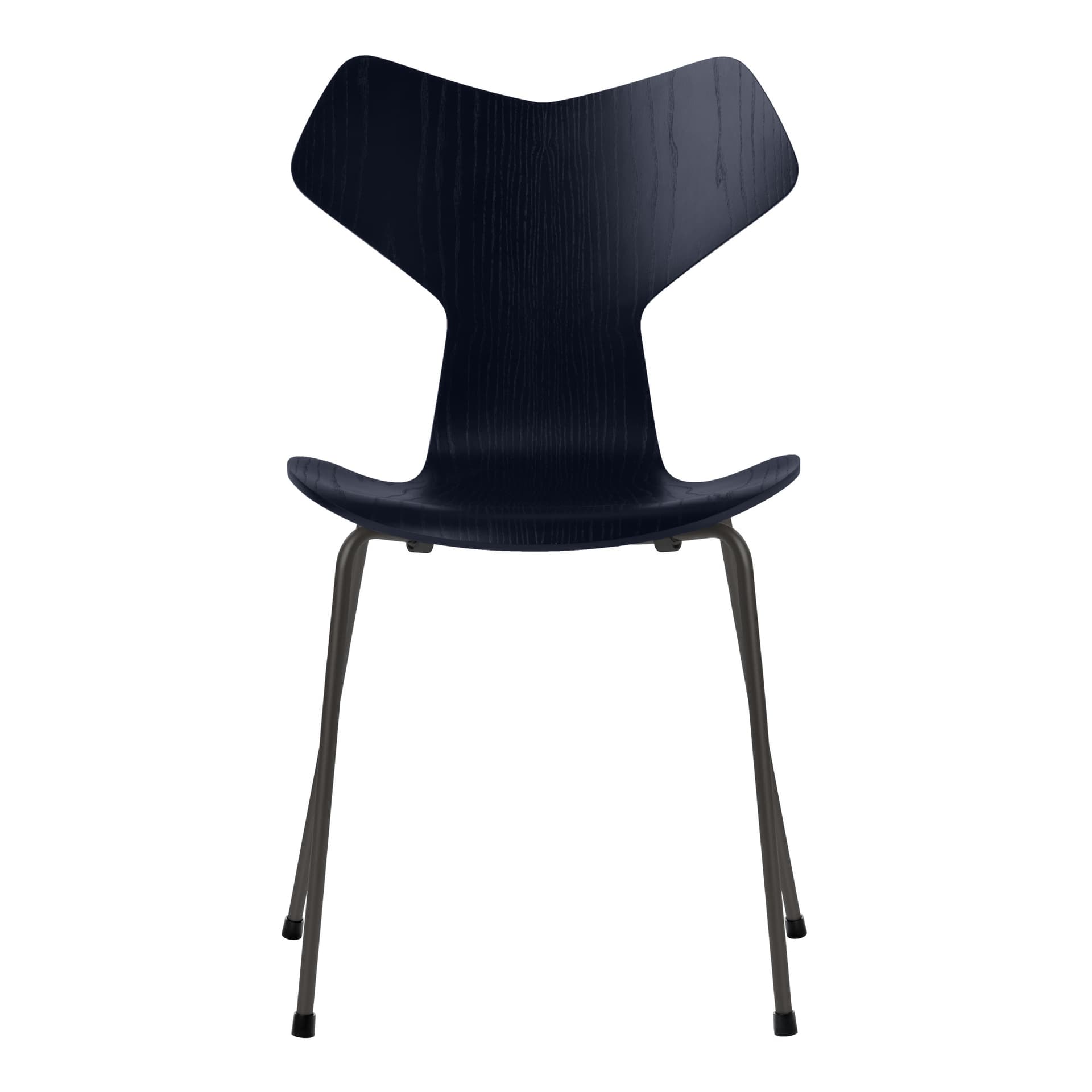 Fritz Hansen - Grand Prix 3130 Midnight Blue Färgad Ask/Warm Graphite - Spisestoler - Arne Jacobsen - Blå - Metall/Tre