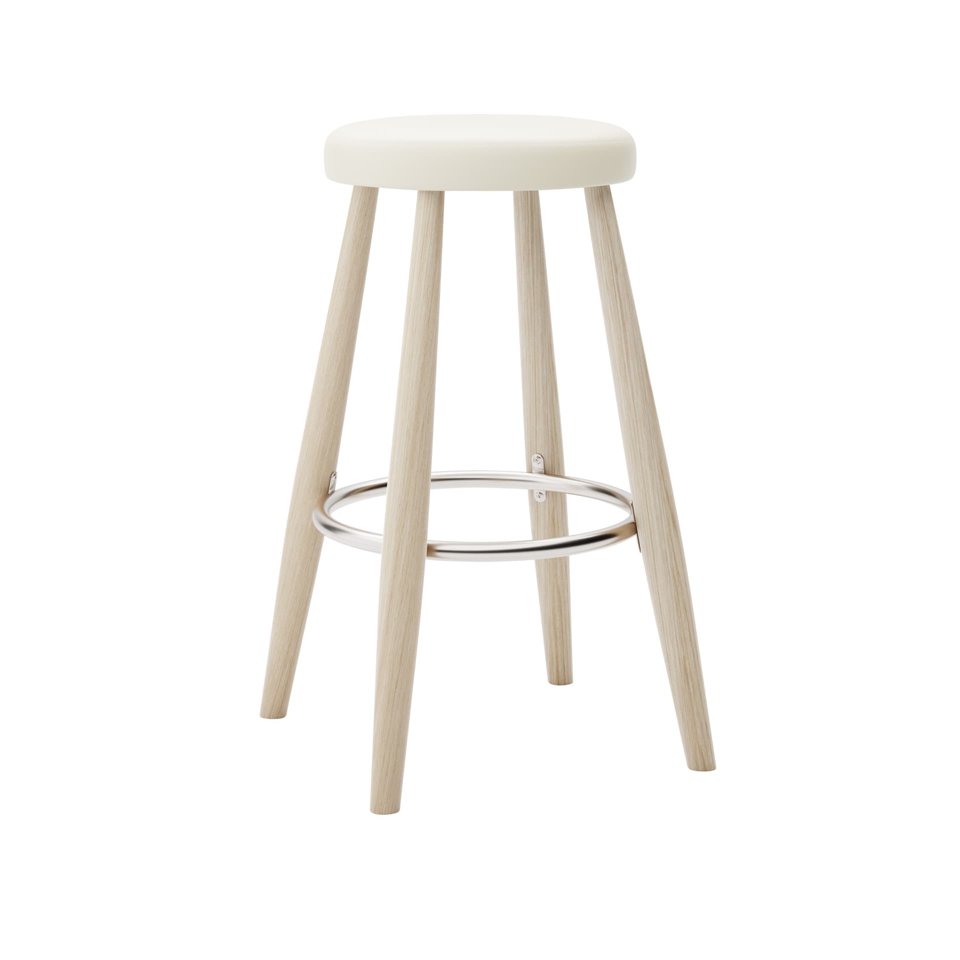 Carl Hansen - CH58 Low Stool, Tvålad Ek, Lädergrupp B Thor - 300 - Barstoler & barkrakker - Hans J. Wegner - Tre farget - Lær/Metall/Tre