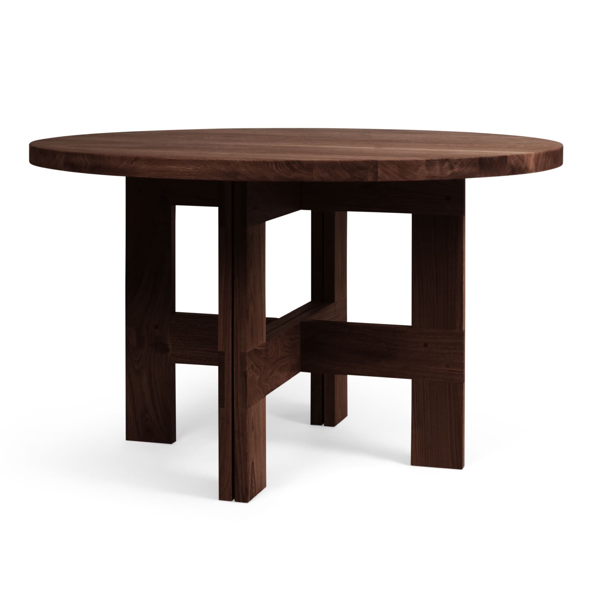 Frama - Farmhouse Trestle Round bord 120 cm dark oak - Spisebord - Brun - Tre