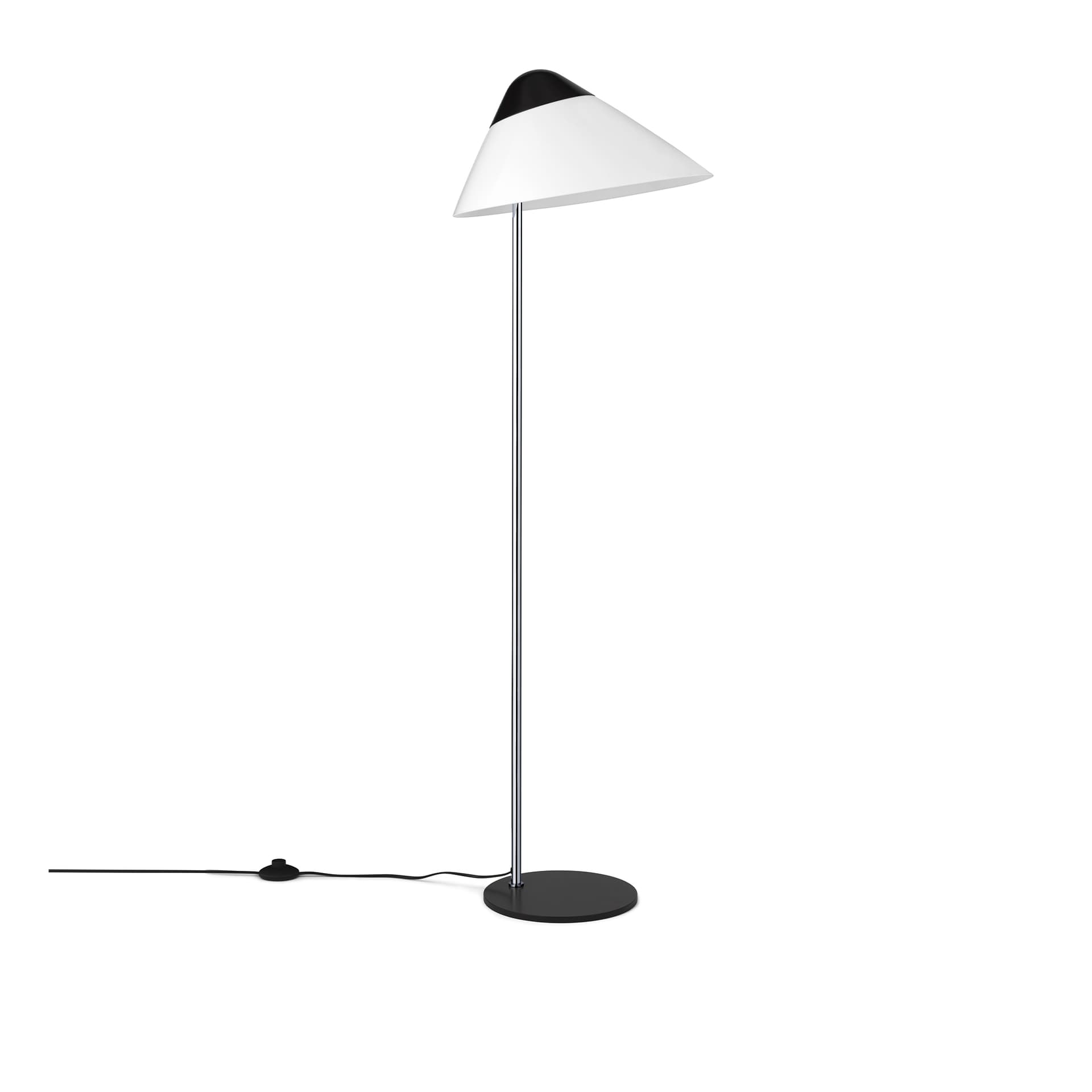 Carl Hansen - Opala Floor Lamp Midi Black Chrome E27-C - Skjermlamper - Hans J. Wegner - Svart - Metall/Plast