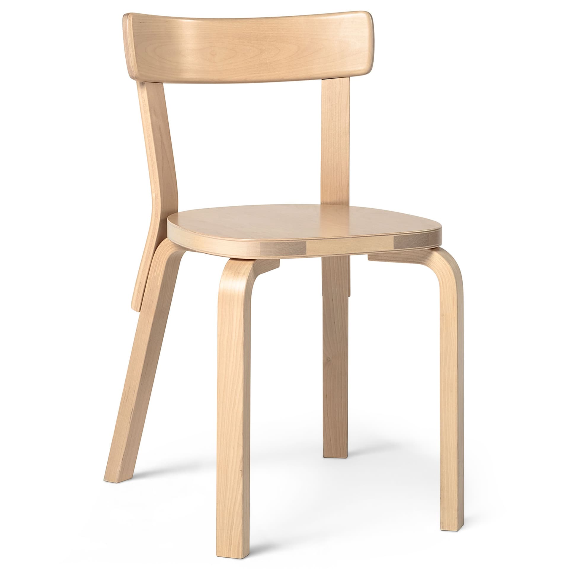 Artek - Chair 69 Clear Lacquered Legs Birch Veneer Seat - Spisestoler - Alvar Aalto
