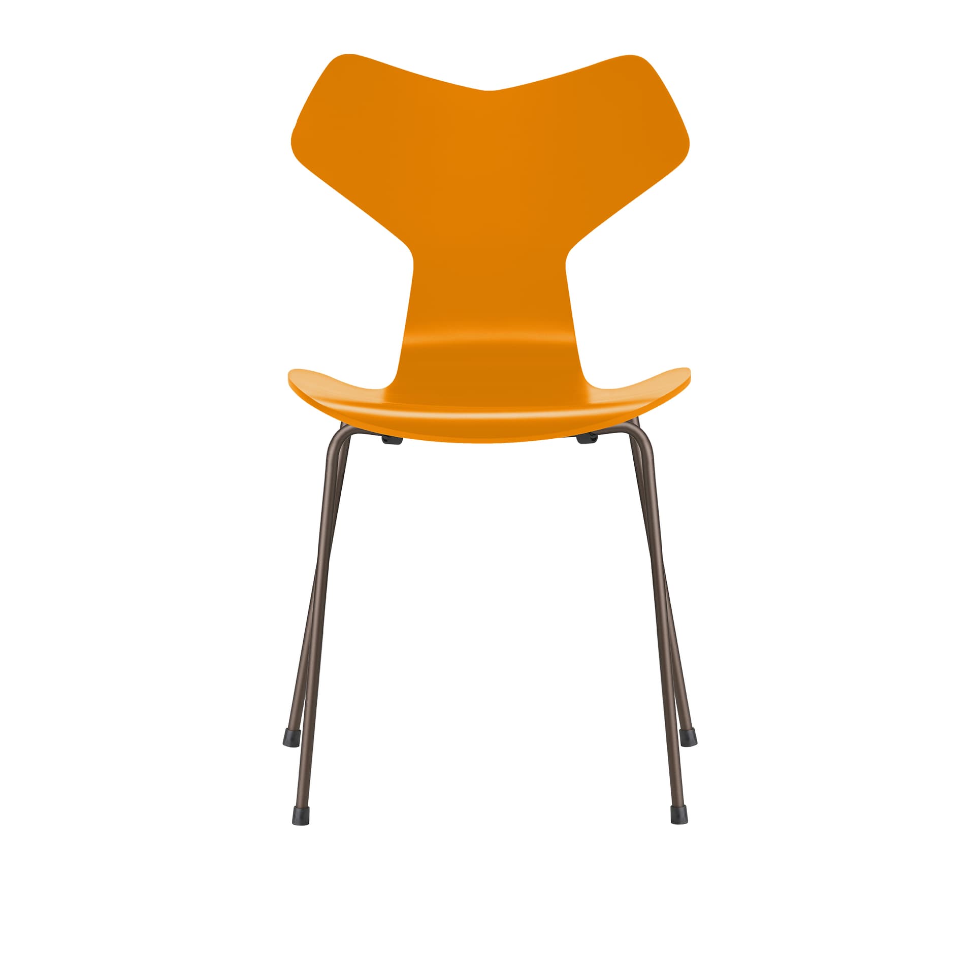 Fritz Hansen - 3130 Grand Prix, Lackad, Burnt Yellow, Underrede Brown Bronze - Spisestoler - Arne Jacobsen - Gul - Metall/Tre