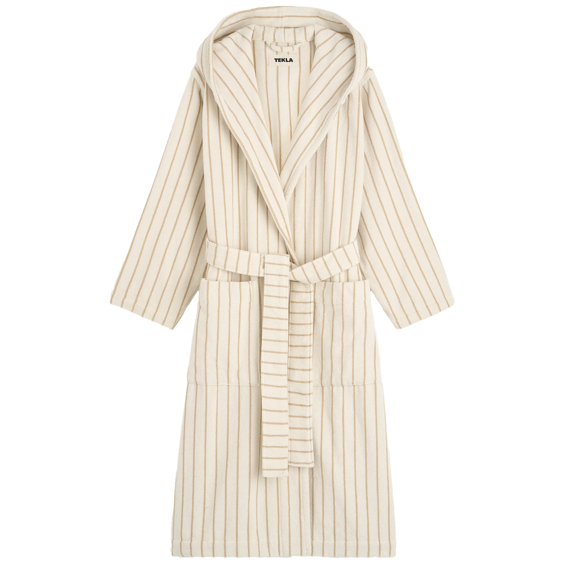 Tekla - Hooded Bathrobe Striped, Small, Sienna Stripes - Badekåper