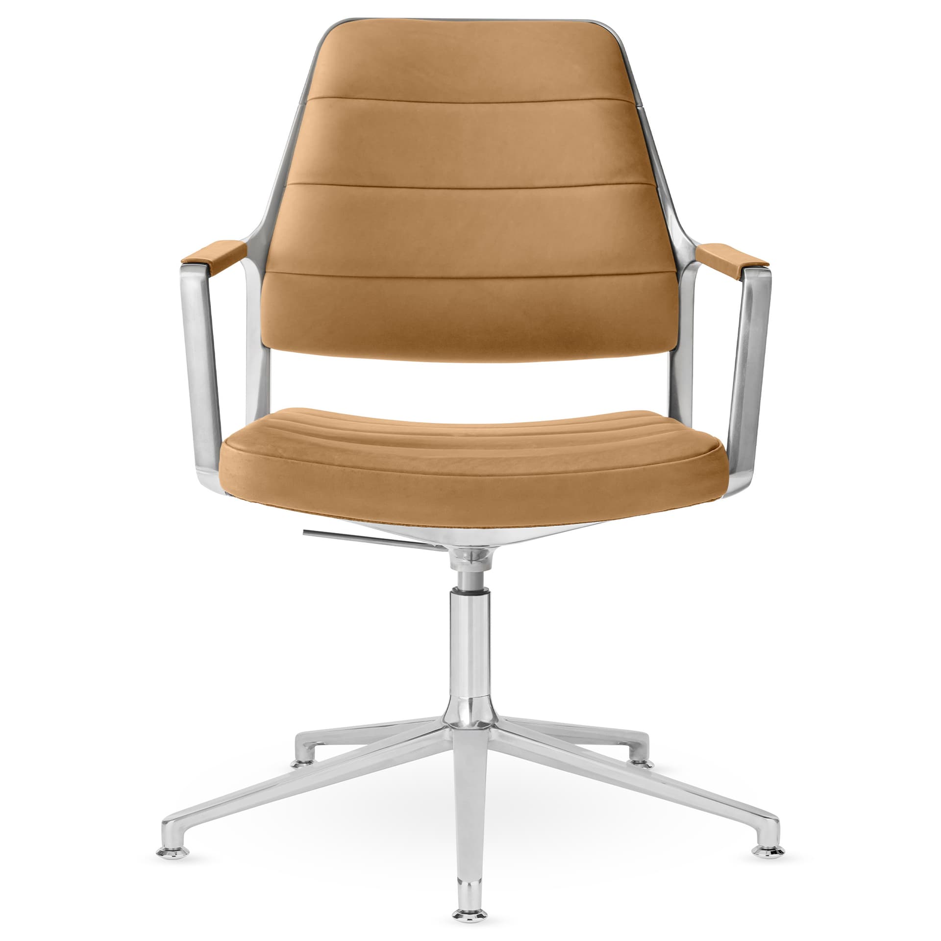 Vipp - Vipp455+ Swivel chair, polished, gliders, Camel leather - Kontorstoler