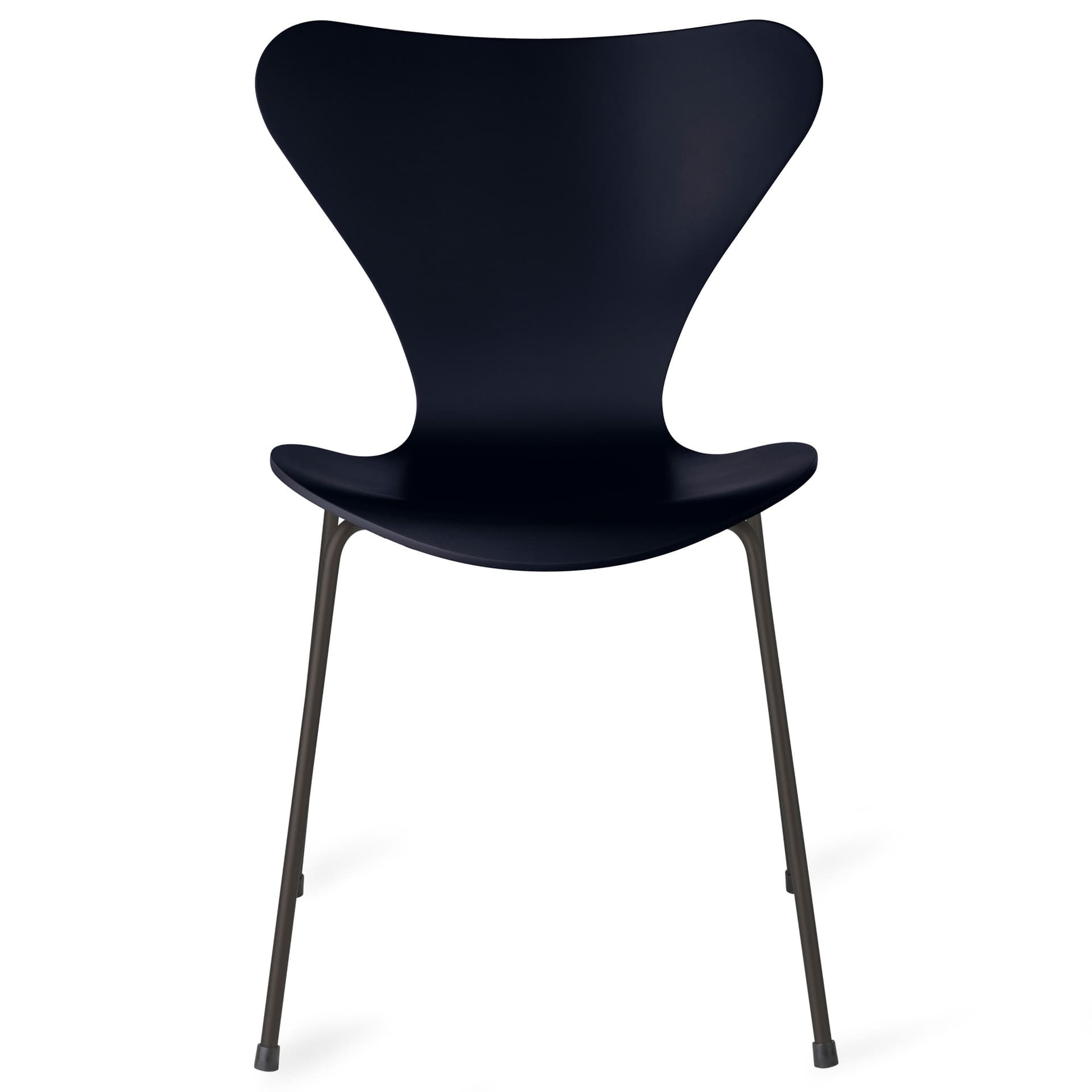 Fritz Hansen - Series 7 stol 3107 bøkfiner stålunderstell varm grafitt midnight blue - Spisestoler - Arne Jacobsen - Blå - Metall/Tre