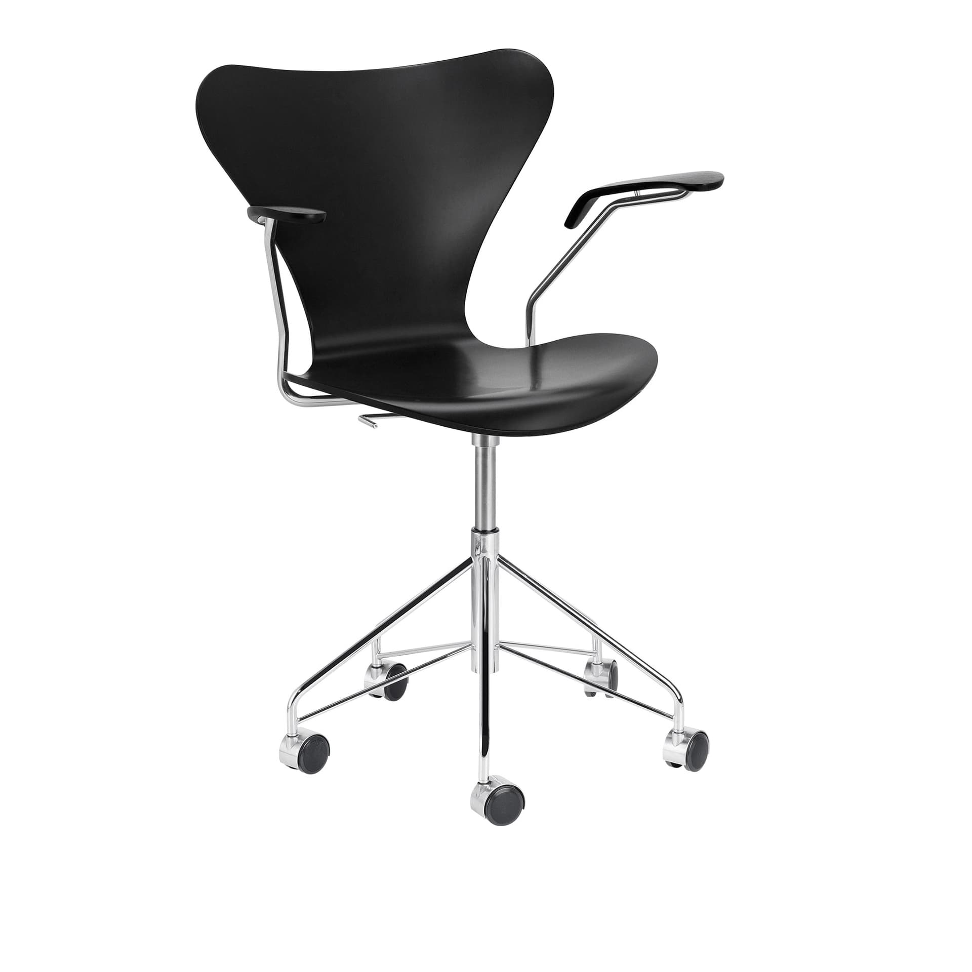 Fritz Hansen - 3217 Sjuan, Lackerad bokfanér, Svart - Kontorstoler - Arne Jacobsen - Svart