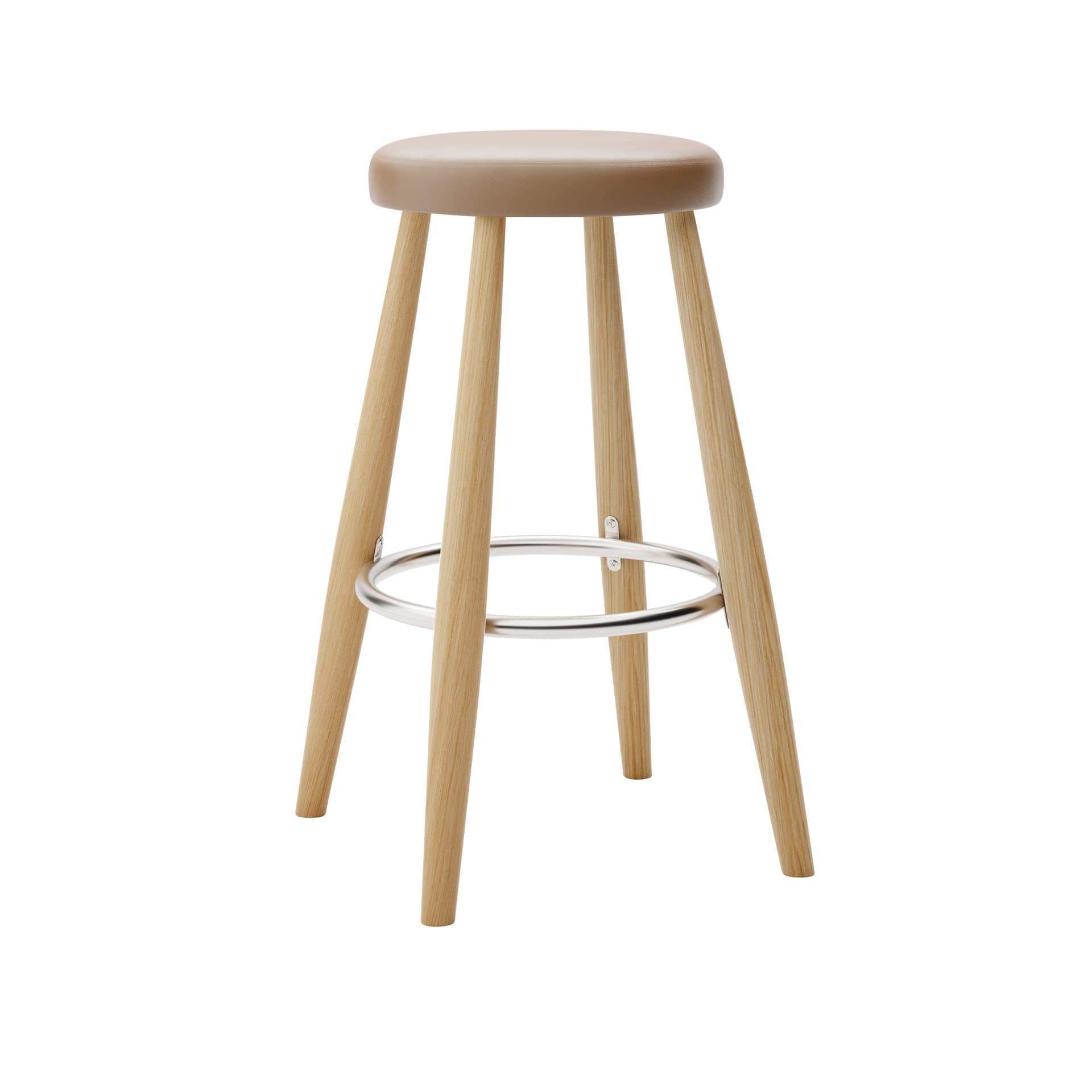 Carl Hansen - CH58 Low Stool, Oljad Ek, Lädergrupp C Sif - 91 - Barstoler & barkrakker - Hans J. Wegner - Tre farget - Lær/Metall/Tre