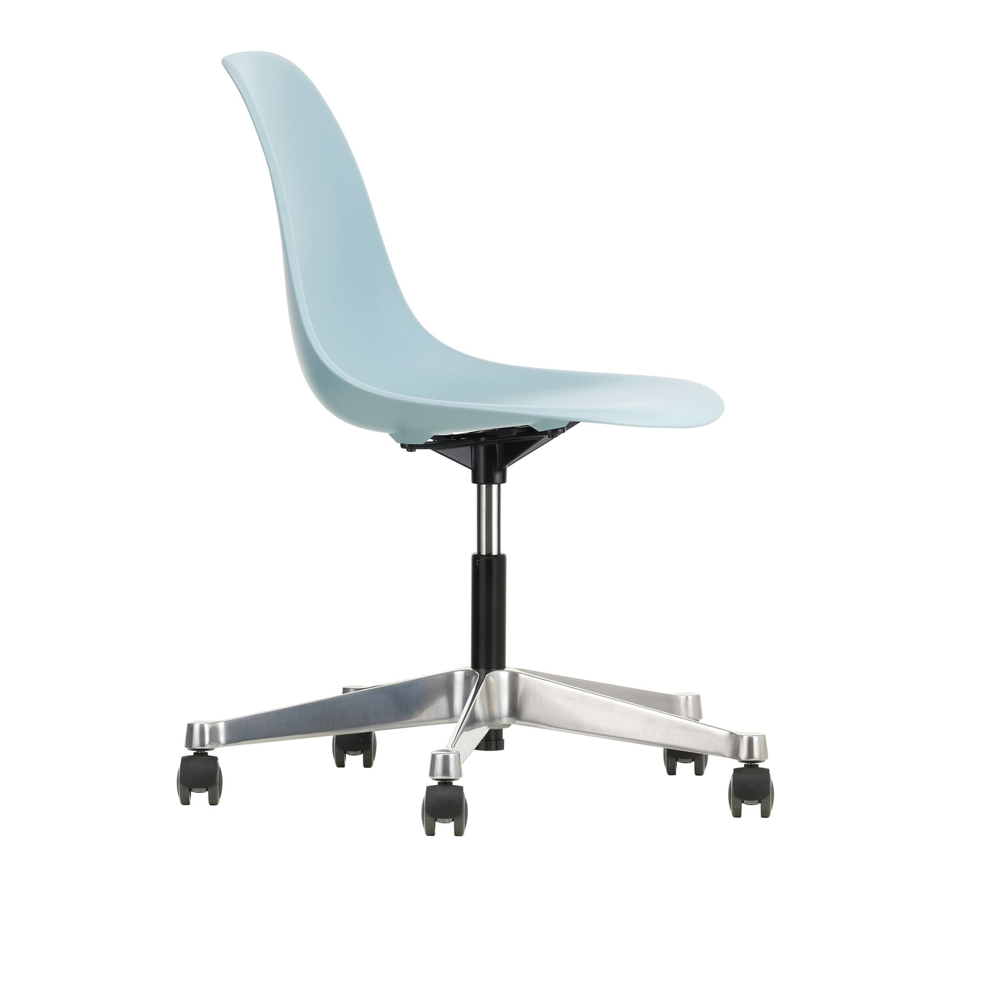 Vitra - Eames Plastic Chair PSCC - 23 Ice Grey - Castors Soft - Kontorstoler - Charles & Ray Eames - Grå