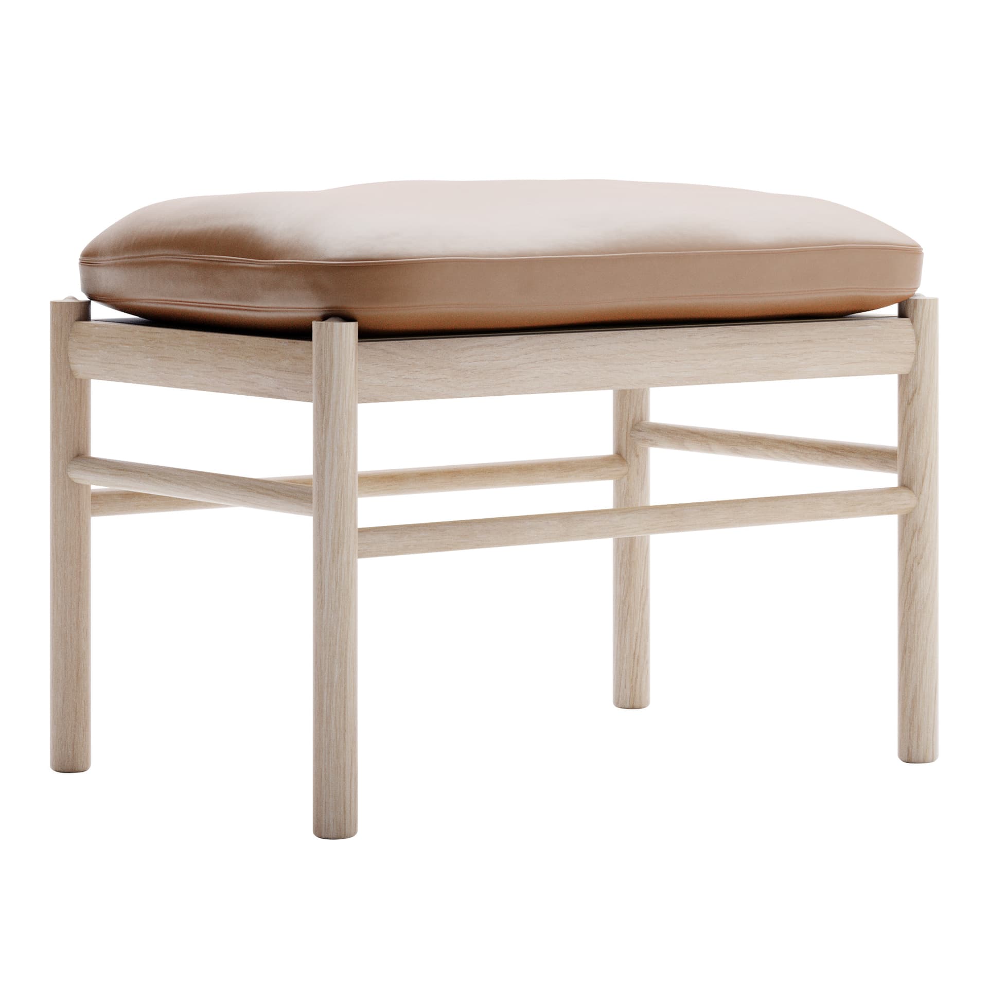 Carl Hansen - OW149F - Colonial Footstool, Vitoljad Ek, Lädergrupp C Sif - 95 - Skamler & Taburetter - Ole Wanscher - Brun - Lær/Tre