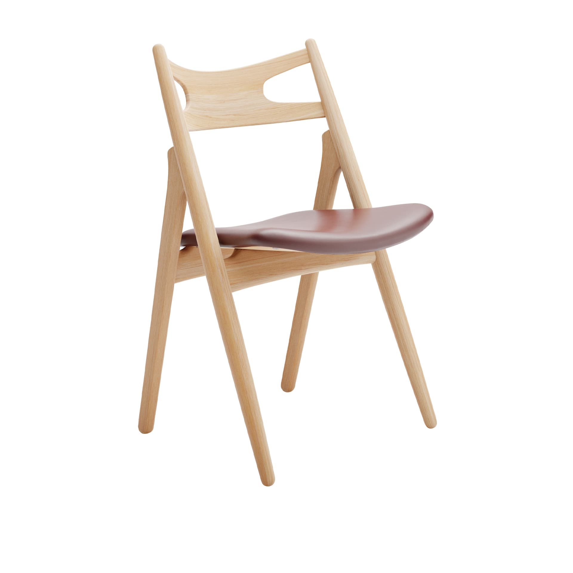Carl Hansen - CH29P Sawbuck Chair, Oljad Ek, Lädergrupp C Sif - 93 - Spisestoler - Hans J. Wegner - Tre farget - Lær/Tre
