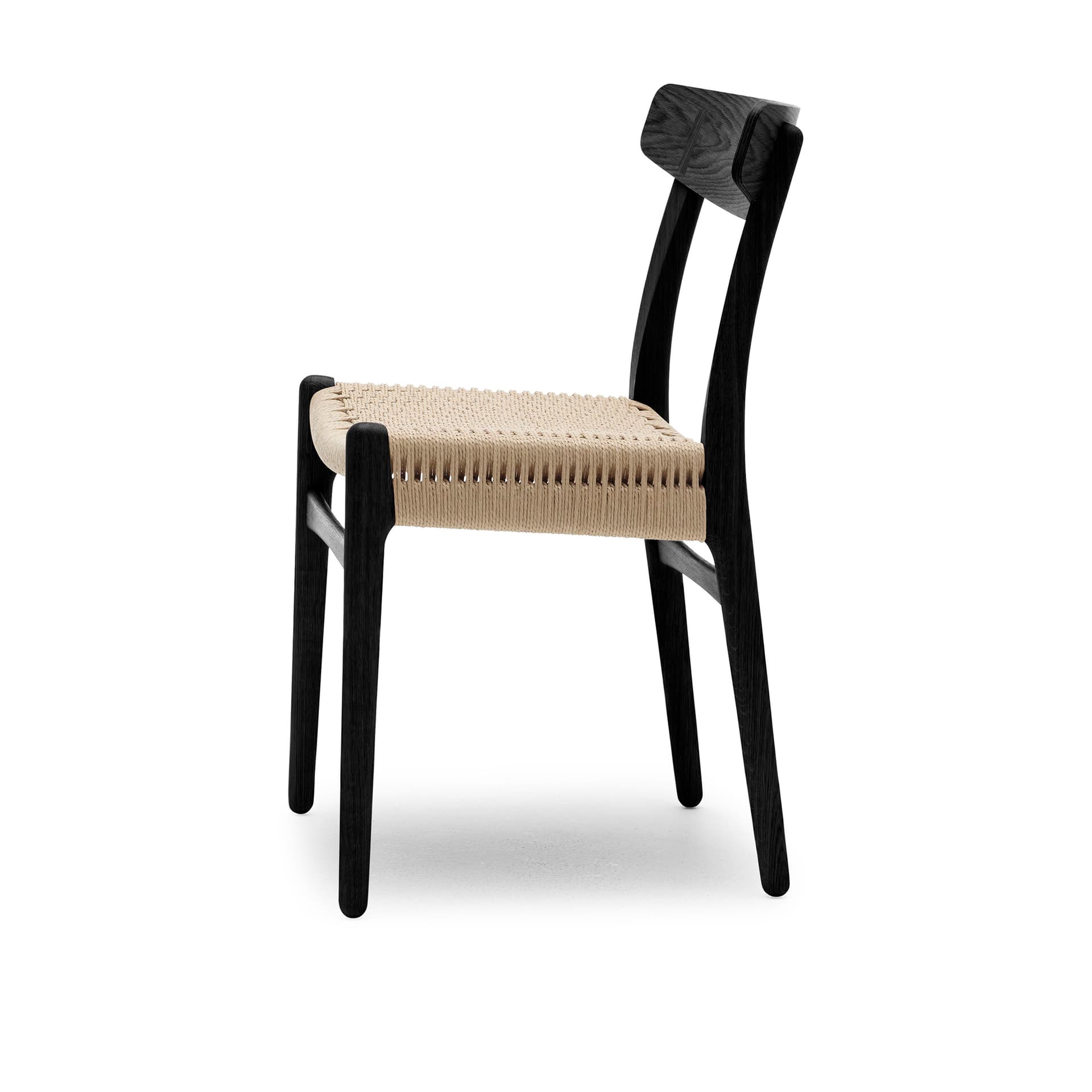 Carl Hansen - CH23, Svartlackad ek, Naturflätat papperssnöre - Spisestoler - Hans J. Wegner - Svart - Papir/Tre