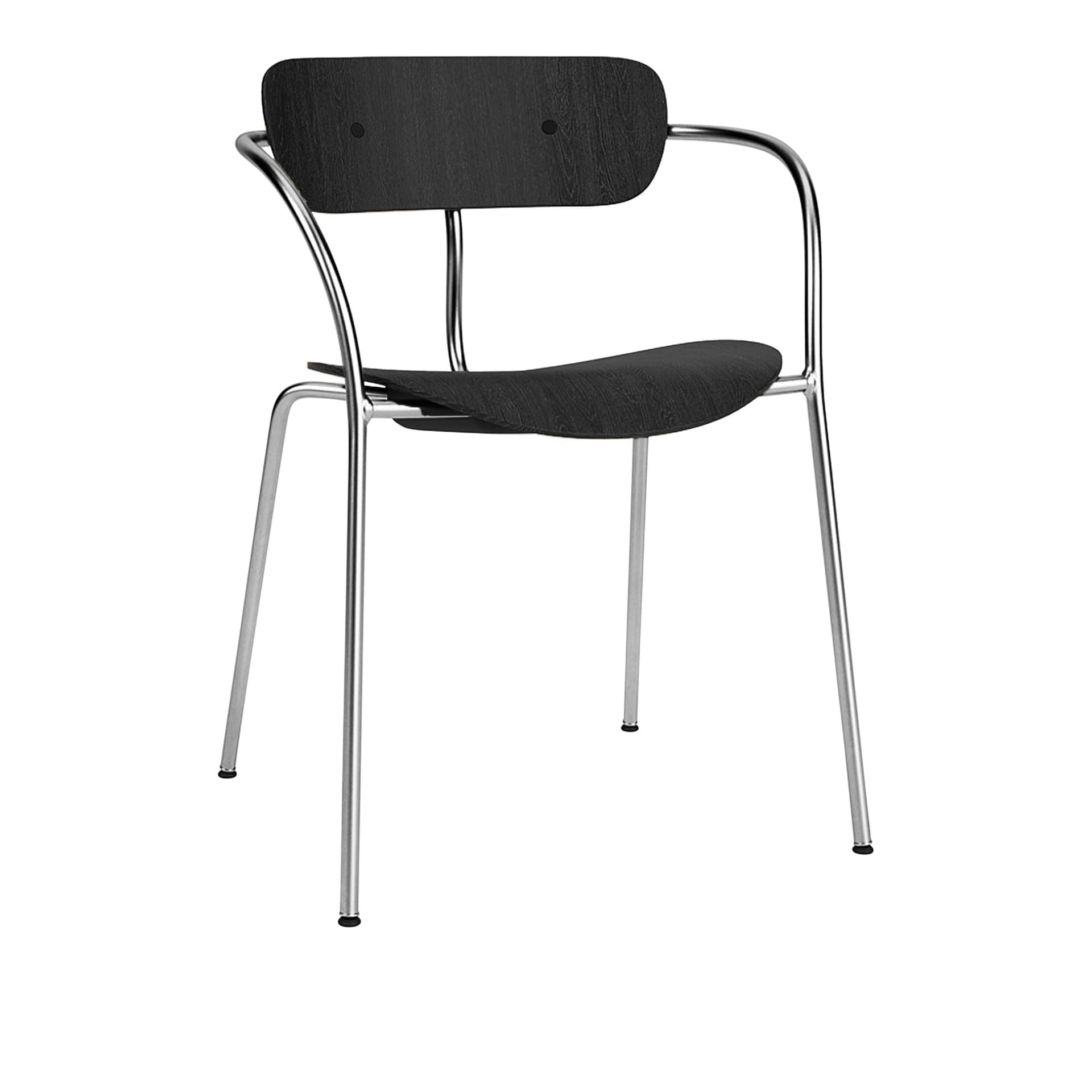 &Tradition - Pavilion Chair AV2 Chrome Finish Black Lacqeured Oak - Spisestoler - Anderssen & Voll - Svart - Tre