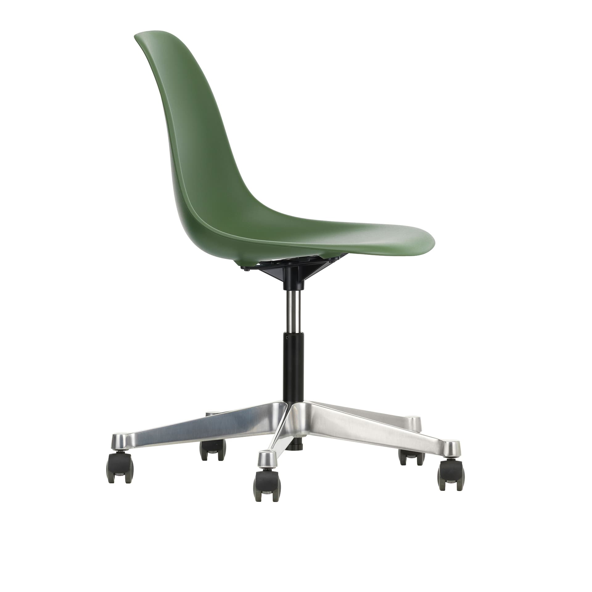 Vitra - Eames Plastic Chair PSCC - 48 Forest - Castors Soft - Kontorstoler - Charles & Ray Eames - Grønn