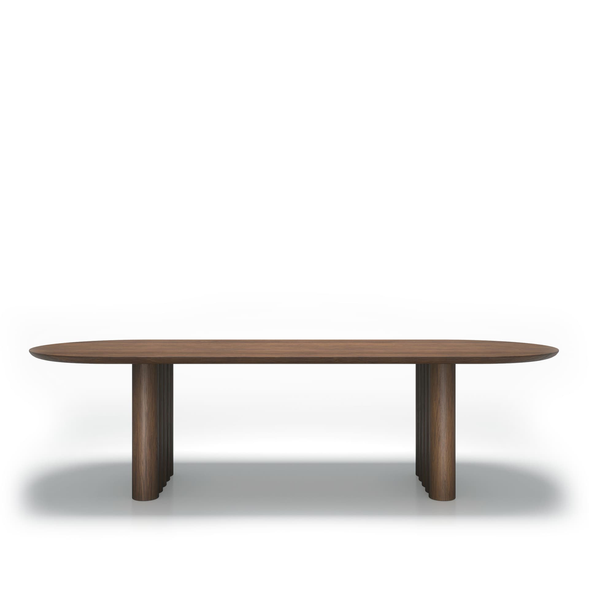 Dk3 - Plush Table Oval 30mm tabletop 130mm legs  L240 x W100 x H72 cm  Max 2 extension leaves Walnut - oil - Spisebord - Jacob Plejdrup - Brun - Tre