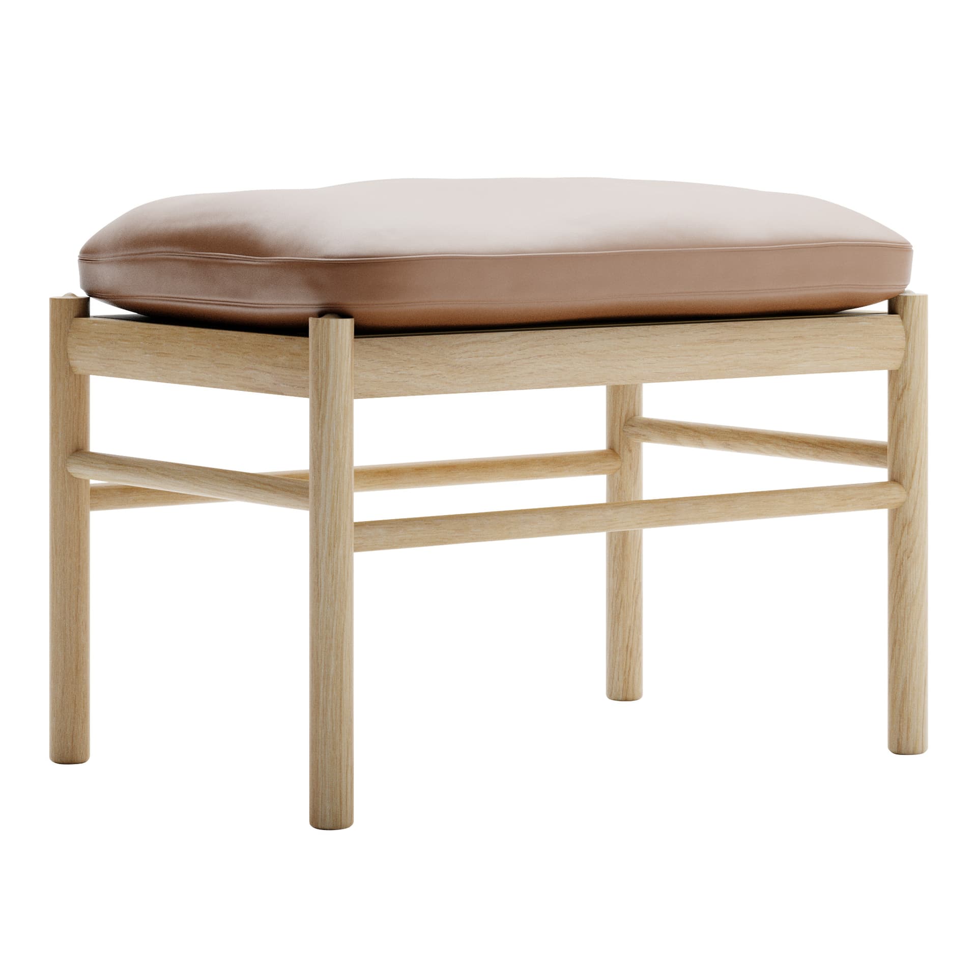 Carl Hansen - OW149F - Colonial Footstool, Oljad Ek, Lädergrupp B Thor - 307 - Skamler & Taburetter - Ole Wanscher - Brun - Lær/Tre