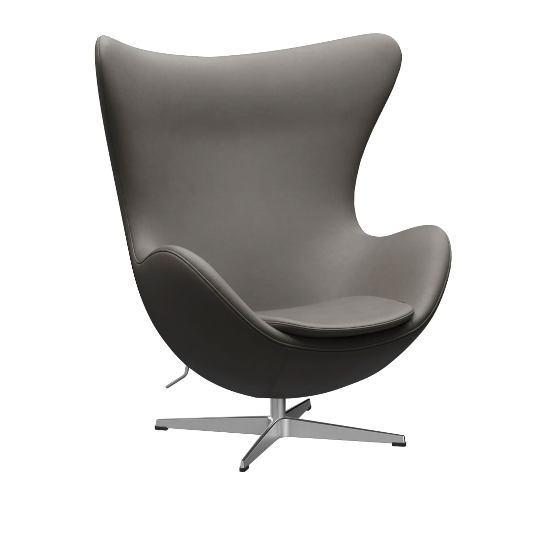 Fritz Hansen - 3316 Ägget Leather Essential - Lava Satin Polished Aluminium - Svingbare lenestoler - Arne Jacobsen - Lær/Metall/Skum