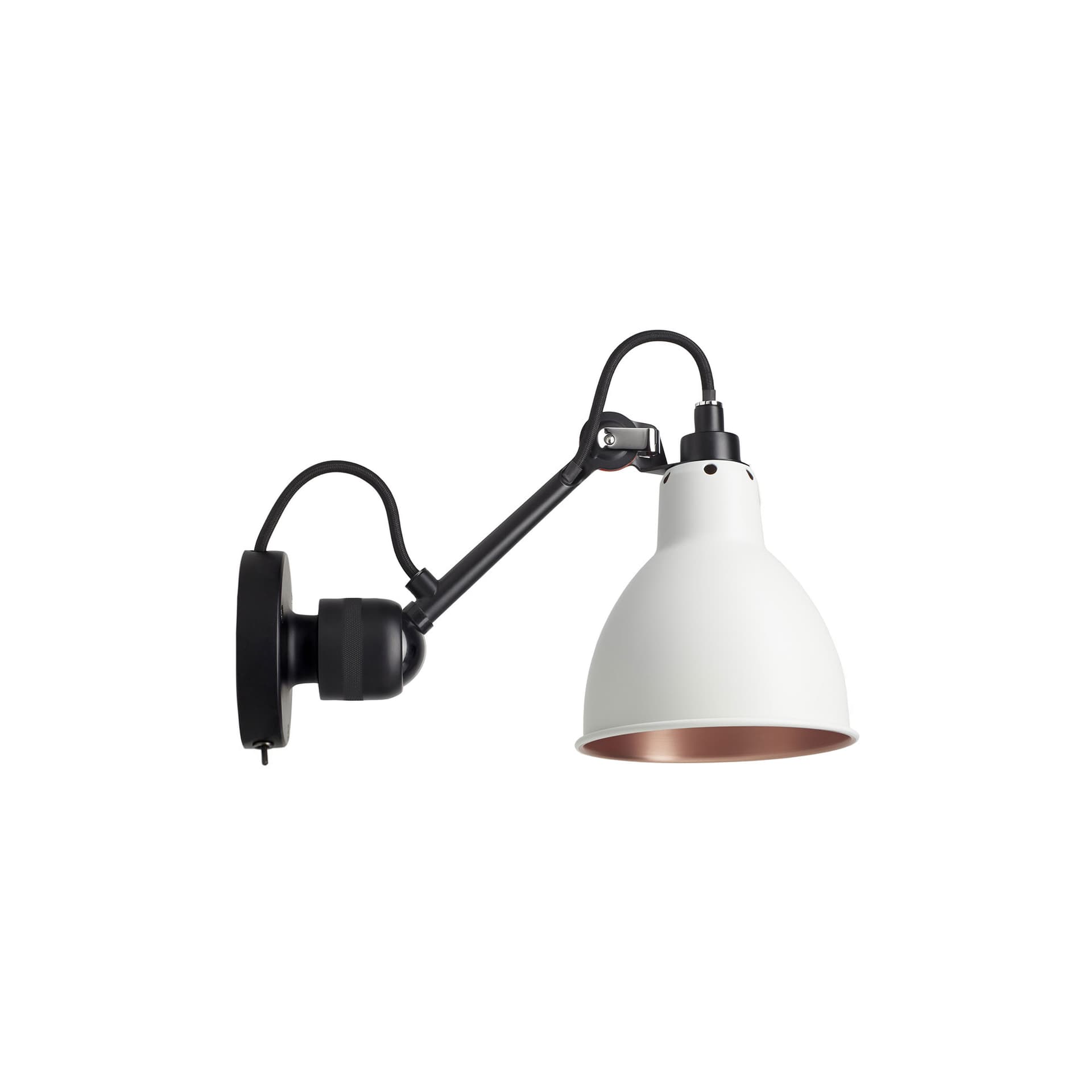 DCWéditions - Lampe Gras No304 SW - Rund, Sort sokkel, Hvit med kobberinteriør - Sengelamper - Bernard-Albin Gras - Hvit - Metall