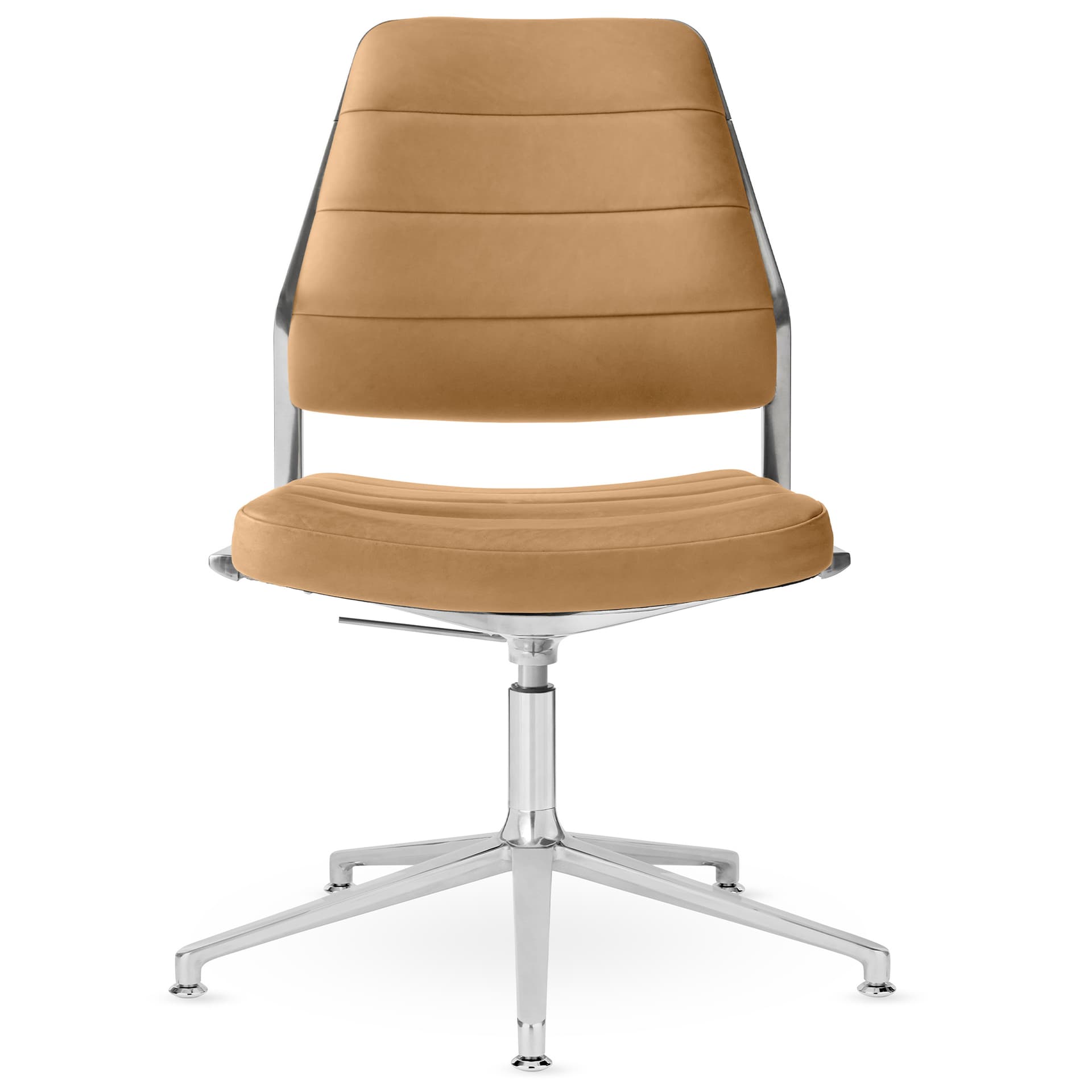 Vipp - Vipp454+ Swivel chair, polished, gliders, Camel leather - Kontorstoler
