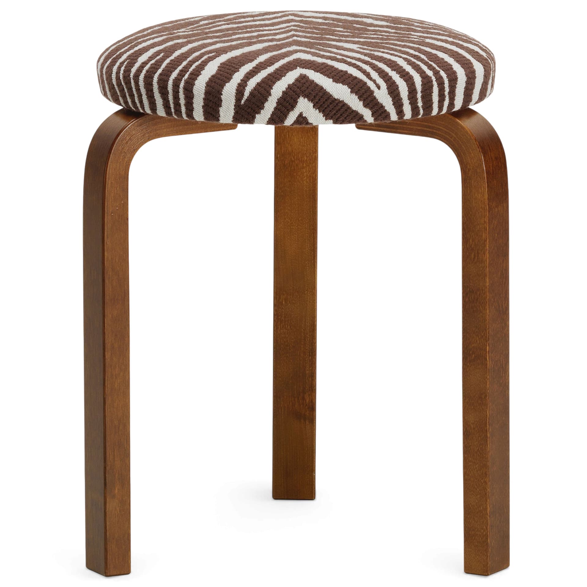 Artek - Stool 60 sittpall valnötsbetsad björk / brun zebra - Krakker - Alvar Aalto - Brun - Tre