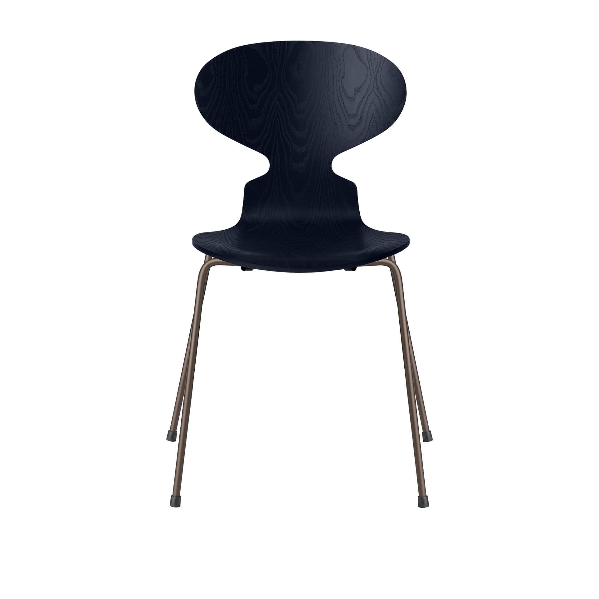 Fritz Hansen - Ant 3101 farget asketrefinér stålstativ brun bronse midnight blue - Spisestoler - Arne Jacobsen - Blå - Metall/Tre