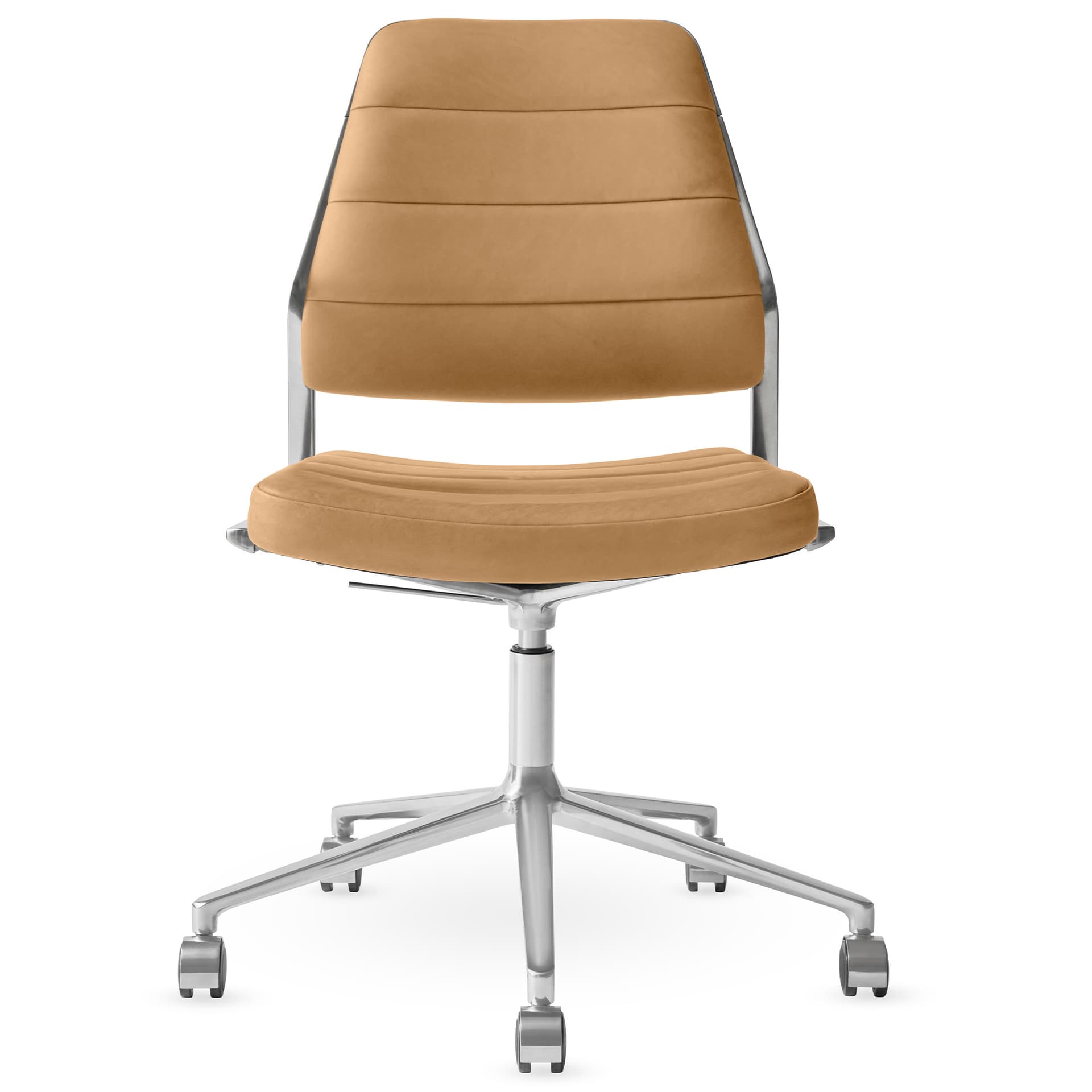 Vipp - Vipp454+ Swivel chair, polished, castors, Camel leather - Kontorstoler