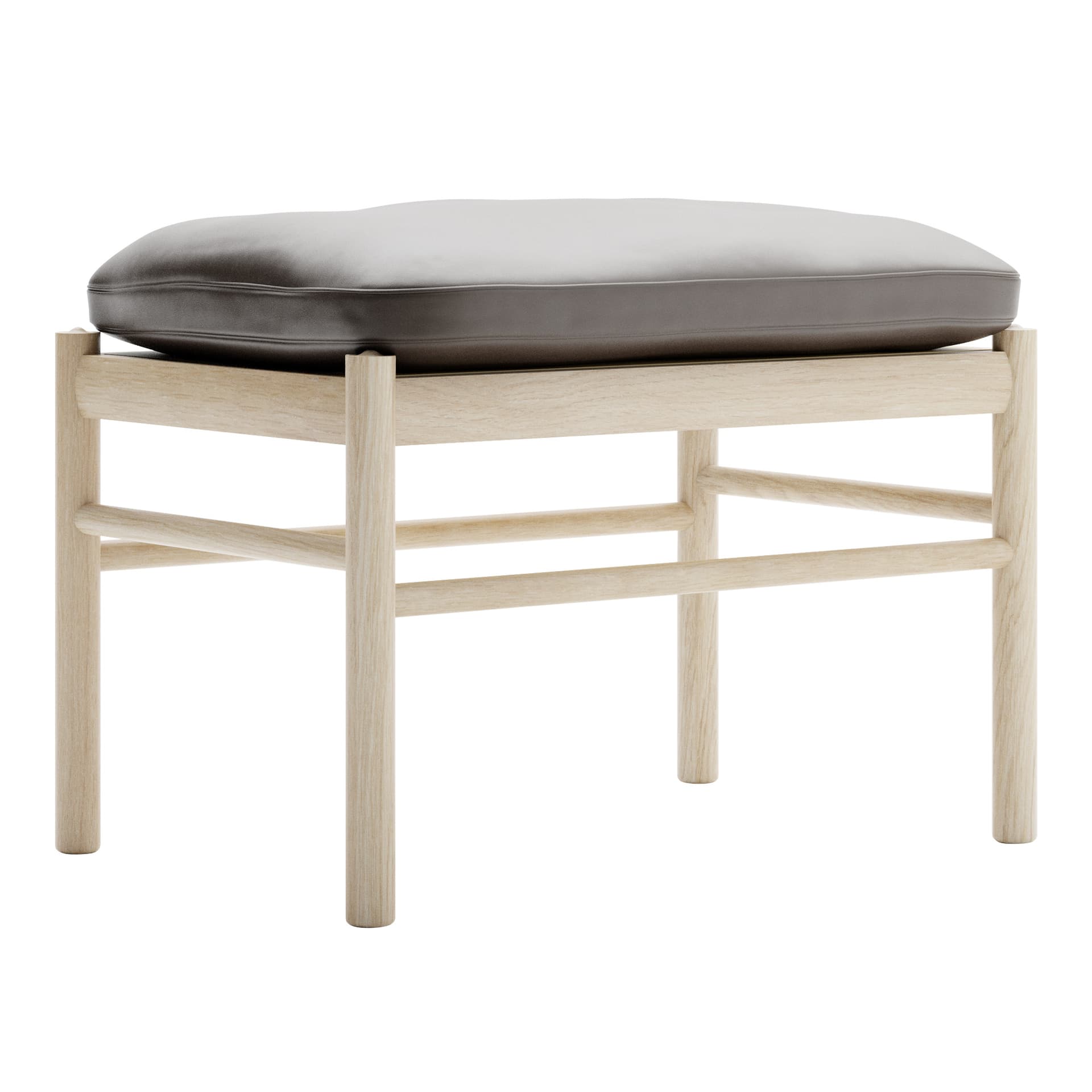 Carl Hansen - OW149F - Colonial Footstool, Tvålad Ek, Lädergrupp B Thor - 306 - Skamler & Taburetter - Ole Wanscher - Brun - Lær/Tre