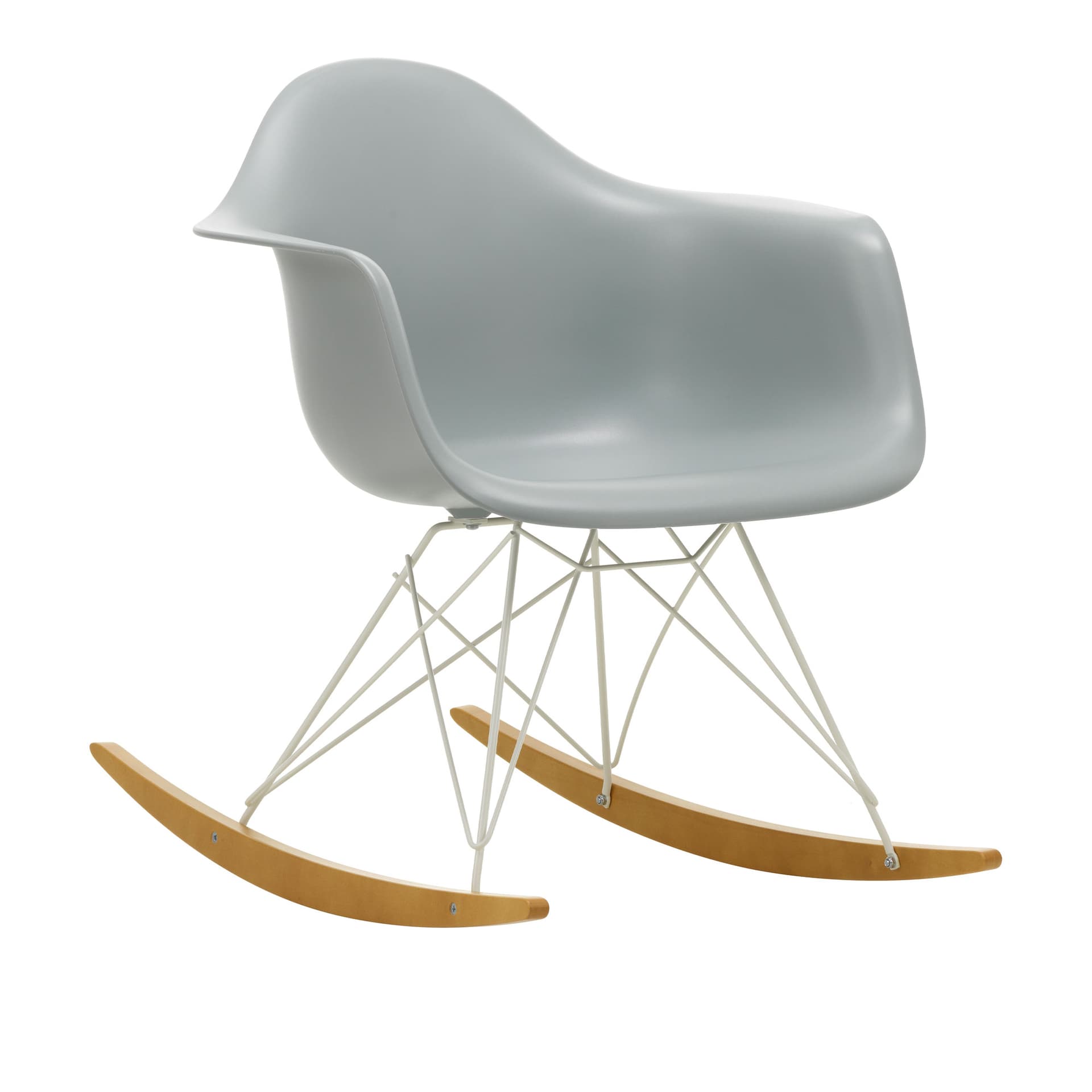 Vitra - Eames Plastic Armchair RAR - 24 Light Grey - White Base - Golden Maple - Lenestoler - Charles & Ray Eames - Grå - Metall/Tre/Plast