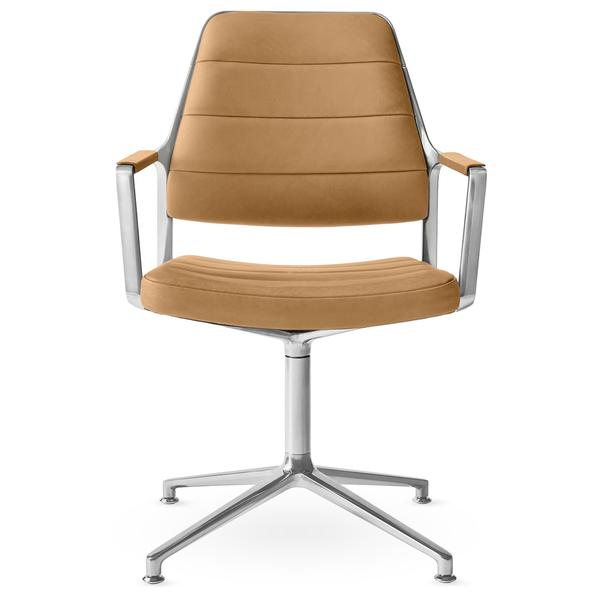 Vipp - Vipp455 Swivel chair, polished, gliders, Camel leather - Kontorstoler